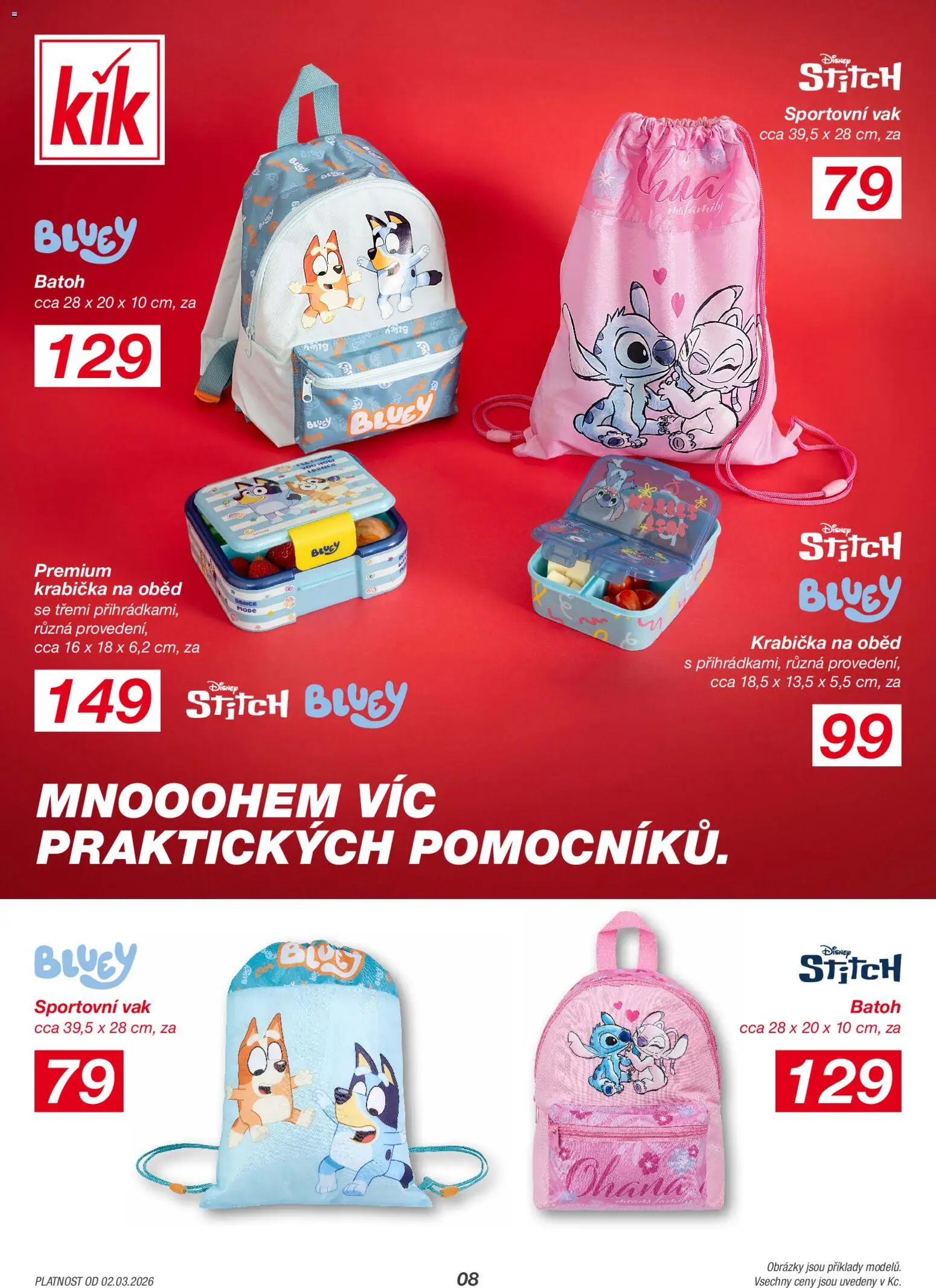 Kik leták od 02.03.2026 | Strana: 8 | Produkty: Krabička, Batoh, Stitch