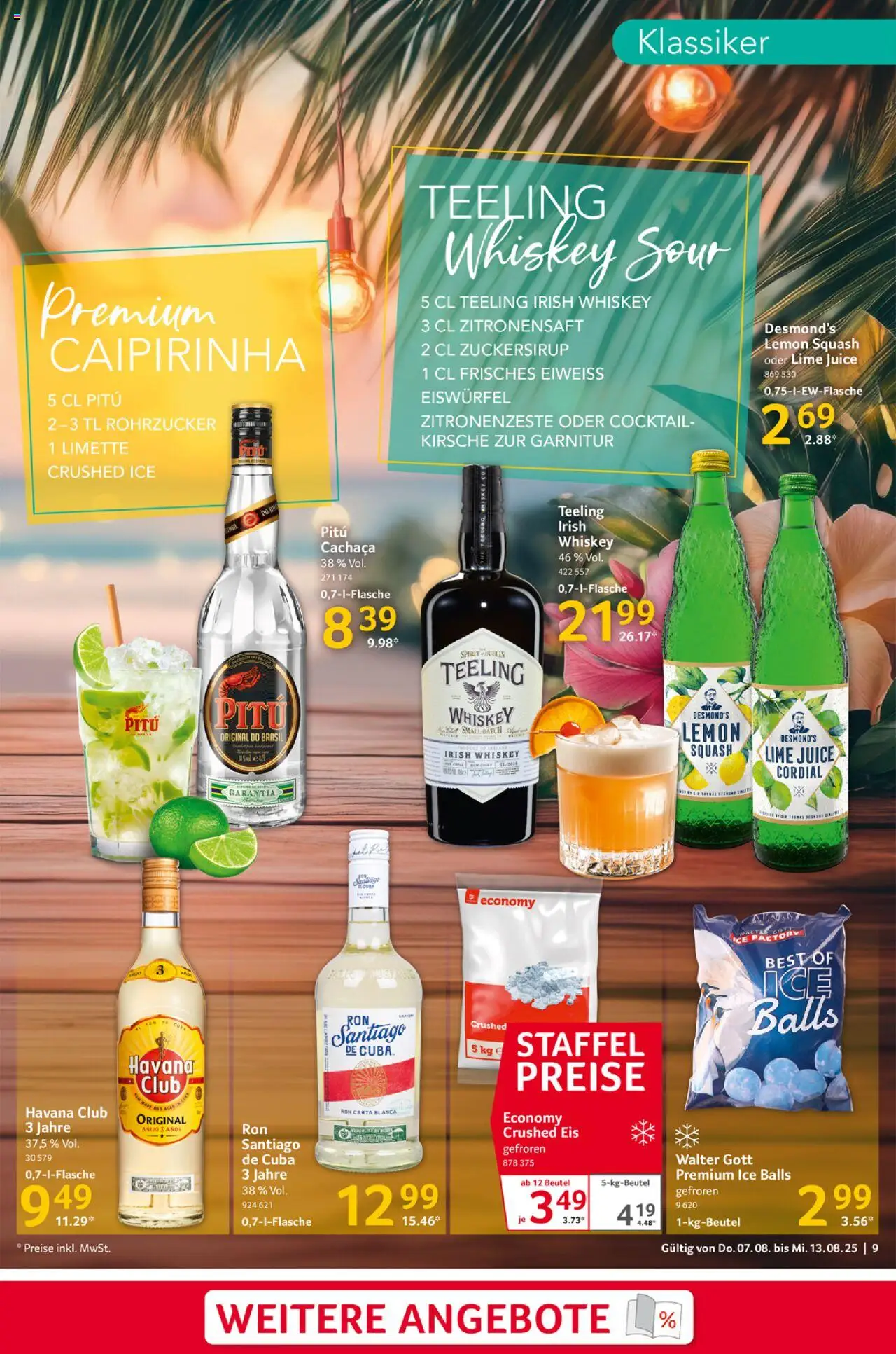 Selgros Prospekt 	 - gültig ab dem 07.08.2025 | Seite: 9 | Produkte: Havana club, Limette, Whiskey, Eis