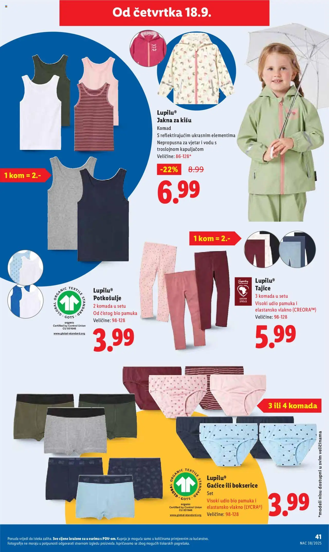 Lidl katalog | vrijedi od 15.09.2025 | Stranica: 41 | Proizvodi: Jakna, Gaćice, Tajice, Bokserice
