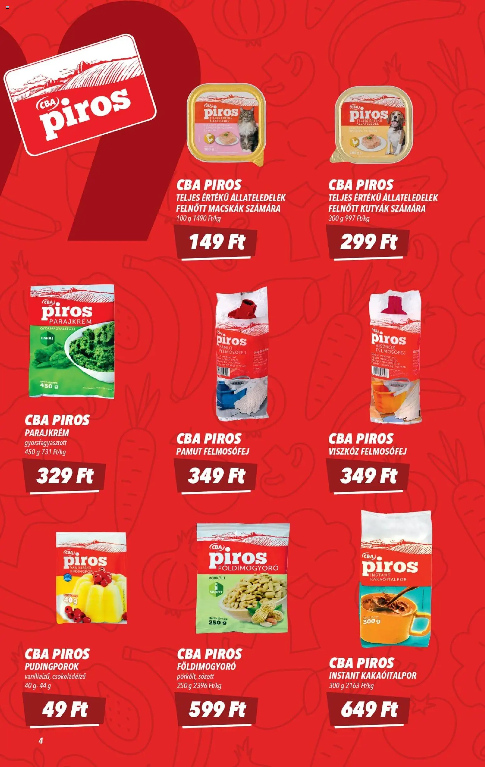 CBA akciós ujság - amely érvényes a következő dátumtól: 19.03.2026 | Oldal: 4 | Termékek: Felmosófej, Földimogyoró