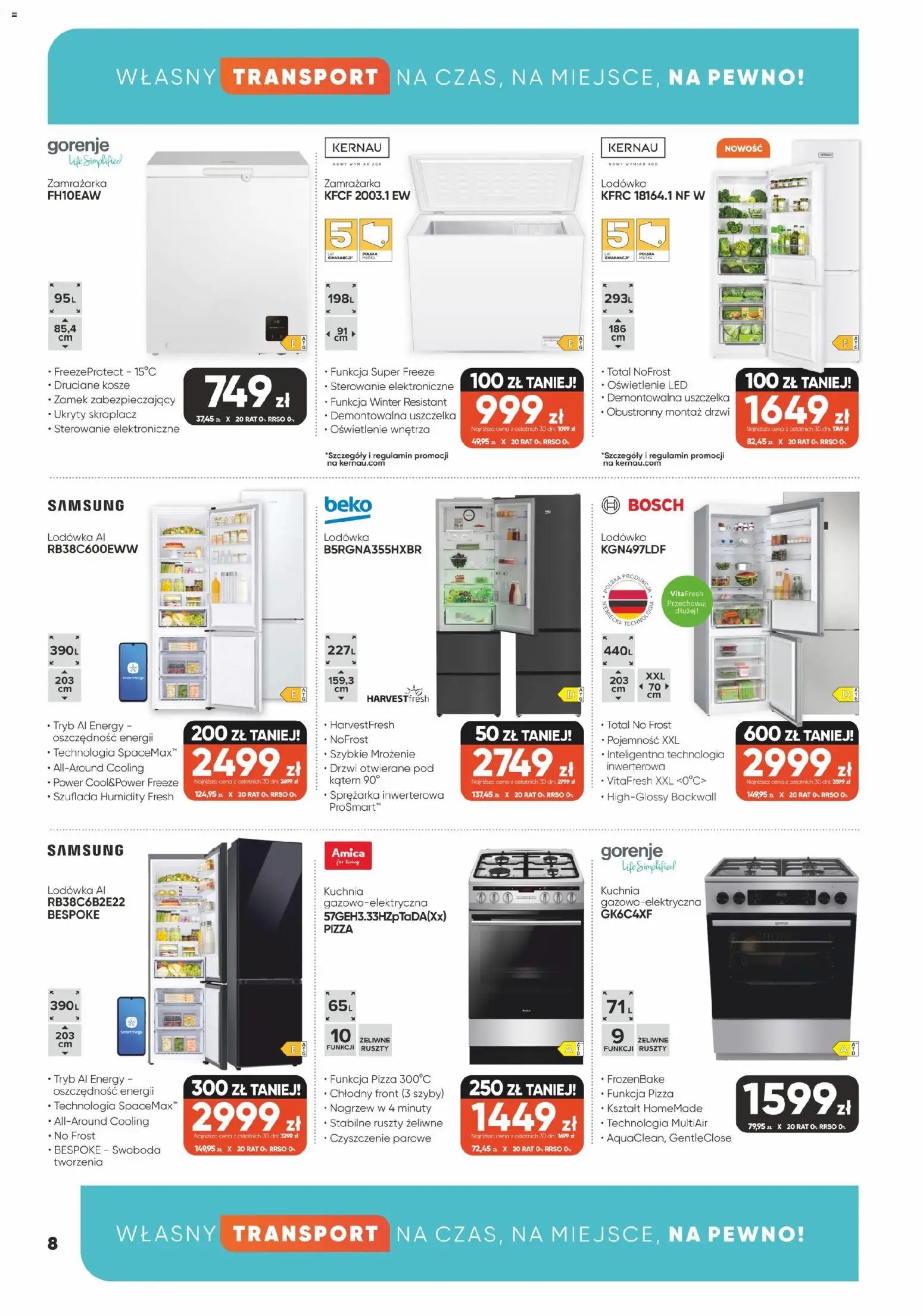 Max elektro gazetka od 02.03.2026 | Strona: 8 | Produkty: Lodówka, Zamrażarka, Pizza