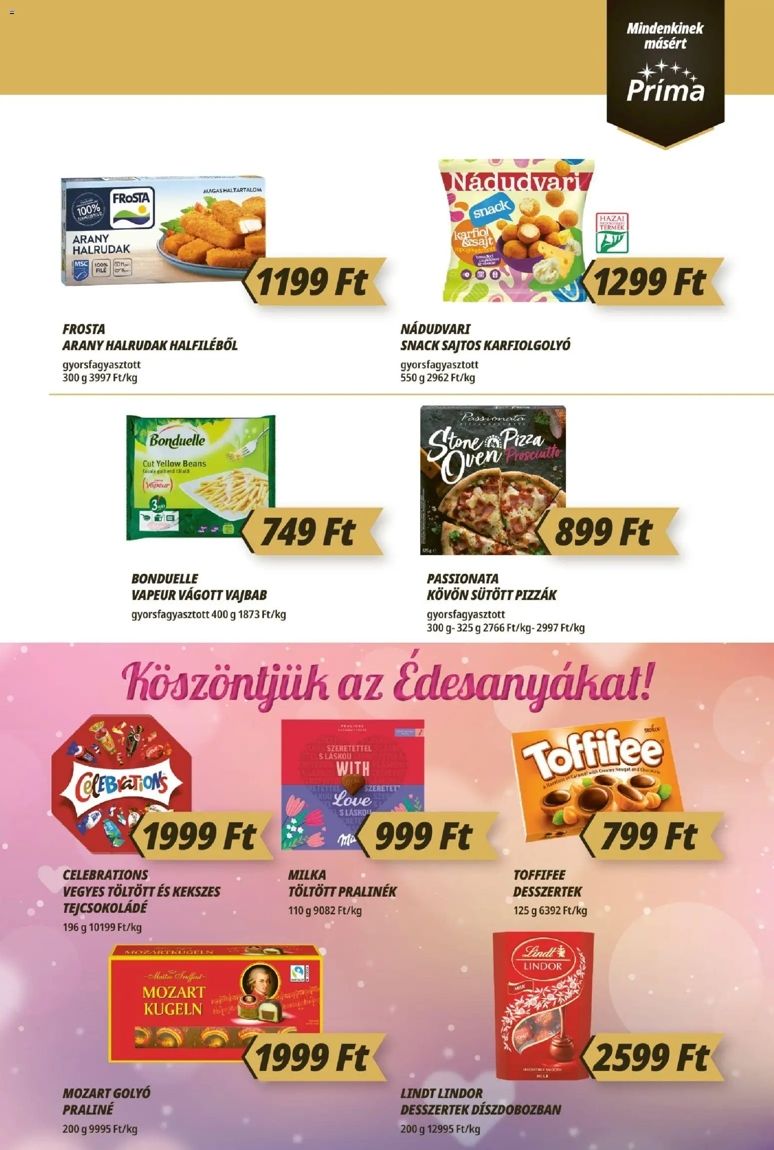 CBA Príma akciós ujság - amely érvényes a következő dátumtól: 23.04.2026 | Oldal: 5 | Termékek: Karfiol, Praliné, Tejcsokoládé, Toffifee