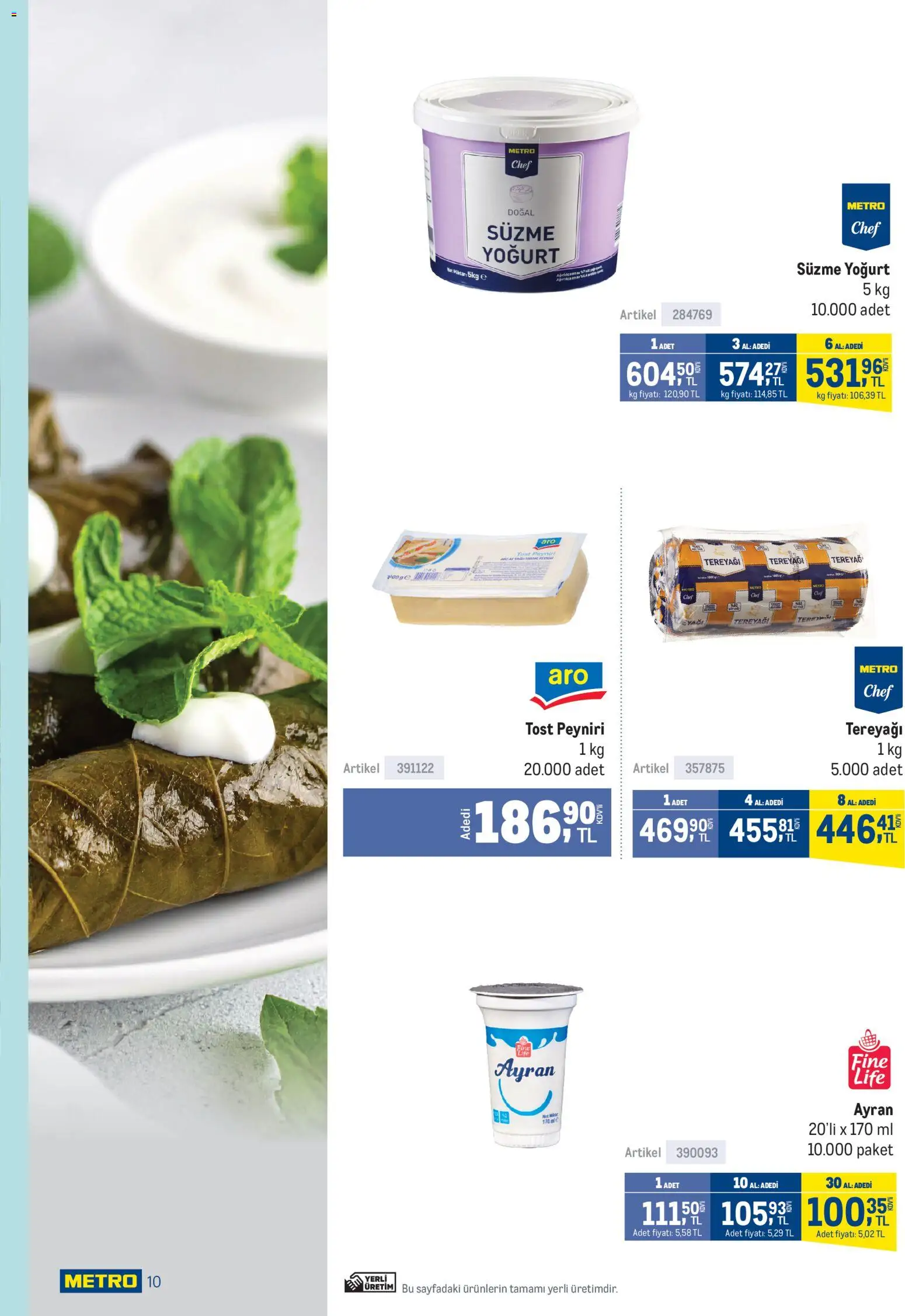 Metro - Lokantalar - 24.12.2025 tarihinden itibaren geçerlidir | Sayfa: 10 | Ürünler: Tereyağı, Yoğurt