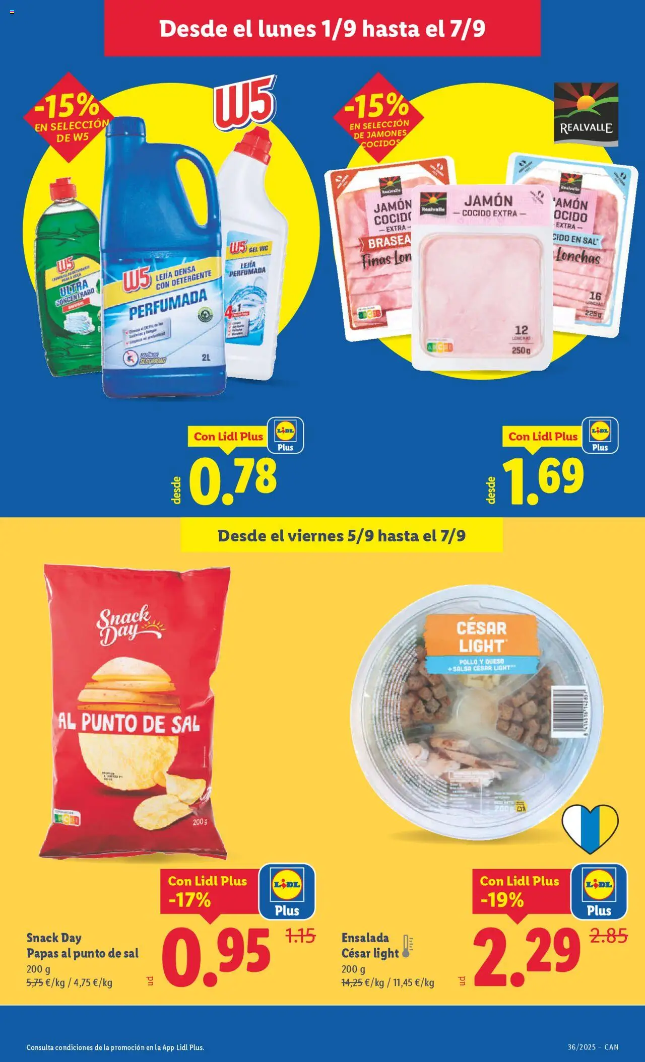 Lidl - Canarias │ válido desde el 01.09.2025 | Página: 17 | Productos: Detergente, Queso, Jamón cocido, Ensalada