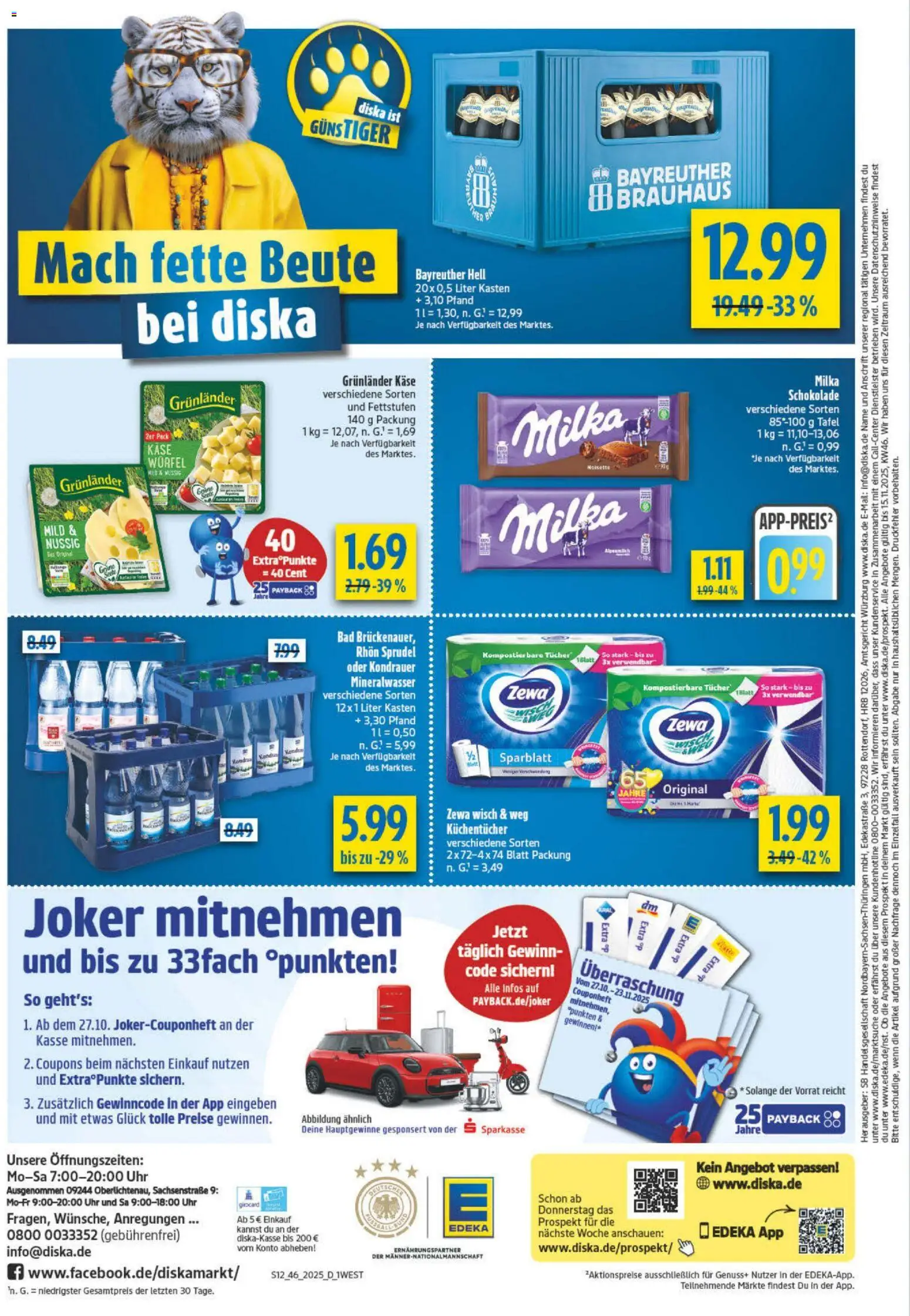 Diska - Diska Angebote Bayern KW46 – gültig ab 10.11.2025 | Seite: 12 | Produkte: Schokolade, Bad, Zewa, Mineralwasser