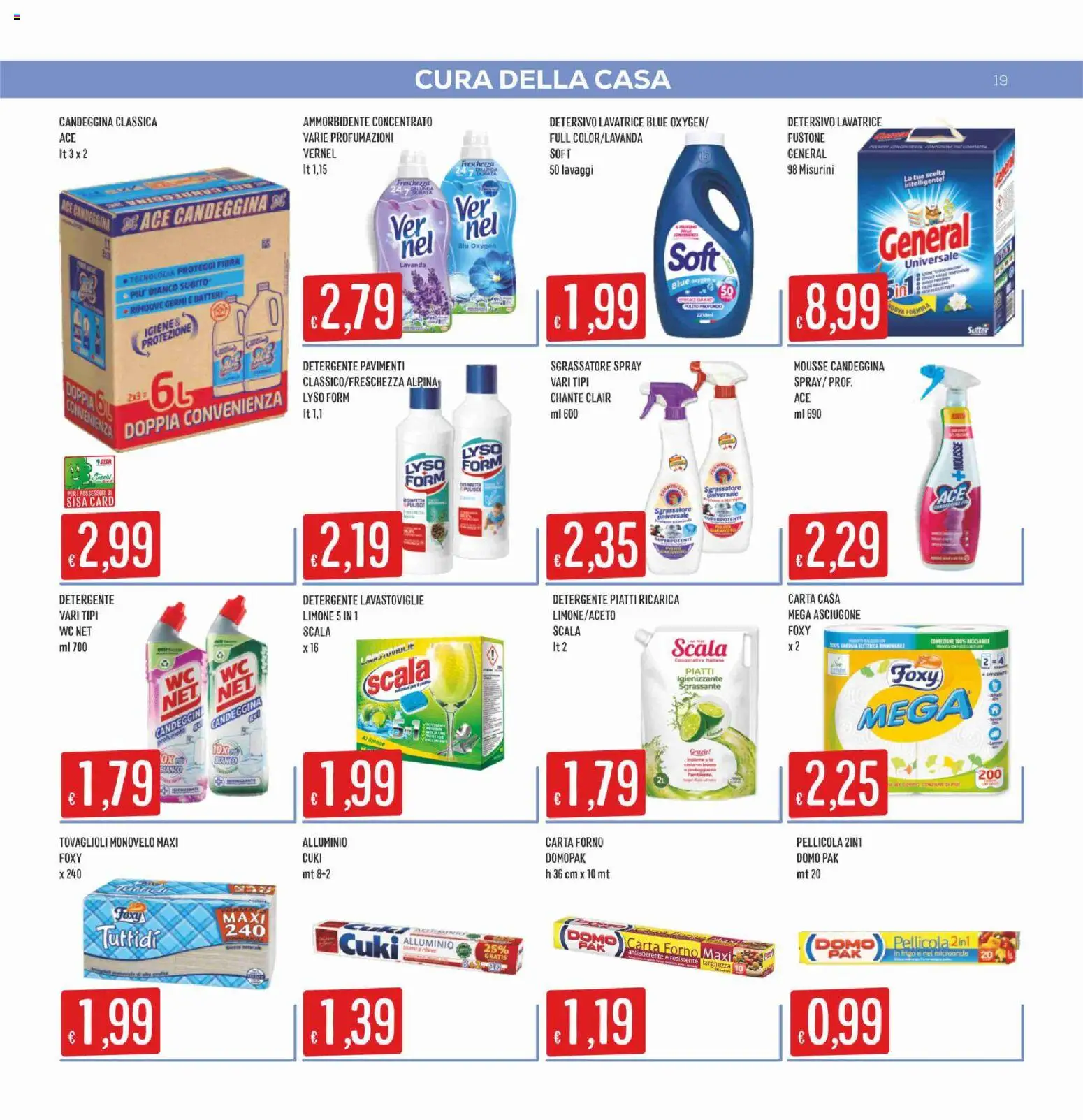 Volantino SISA del 05.03.2026 | Pagina: 19 | Prodotti: Detergente, Limone, Alluminio, WC