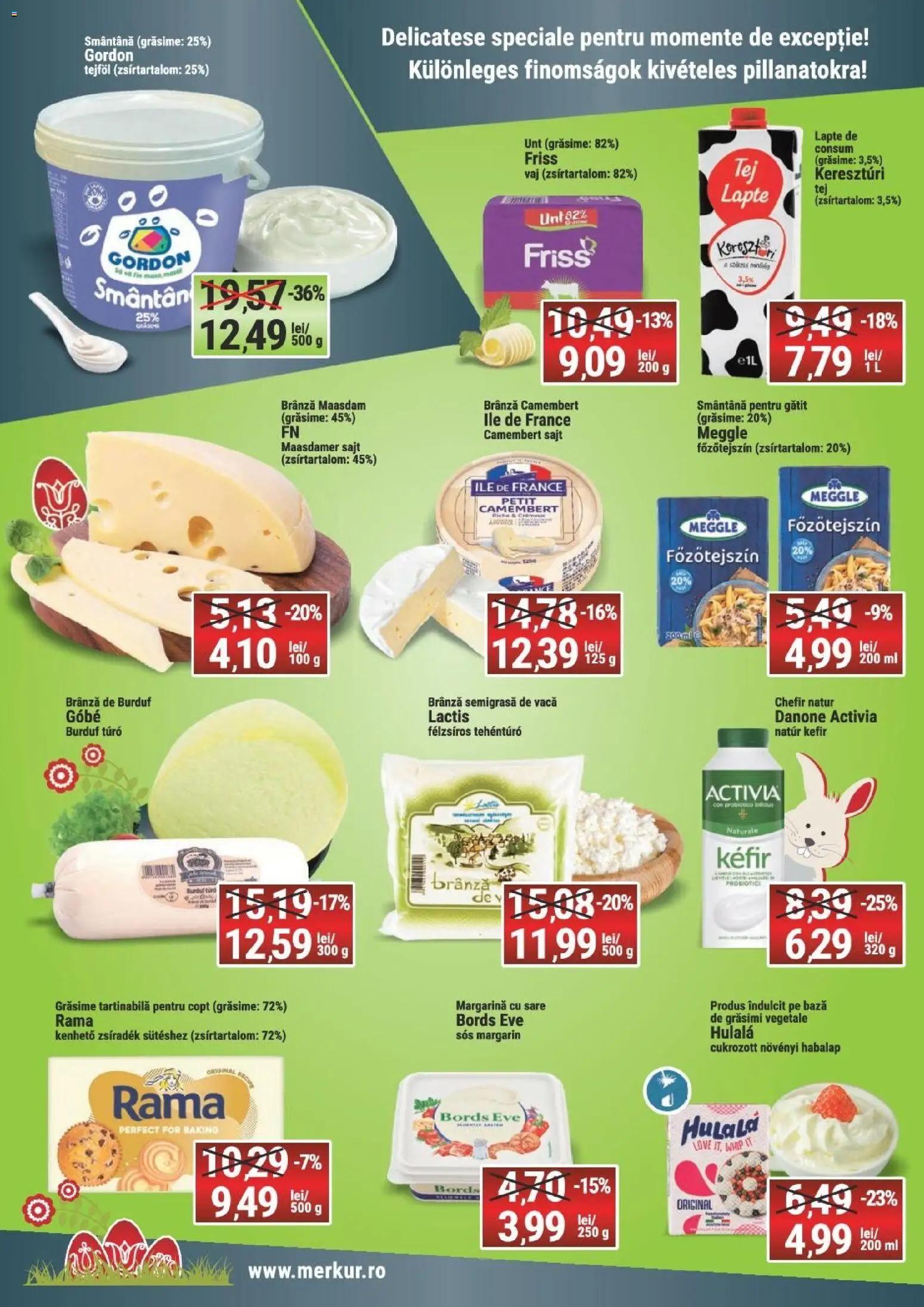 Noul catalog Merkur – valabil de la 26.03.2026 | Pagină: 2 | Produse: Unt, Kefir, Smântână, Sos