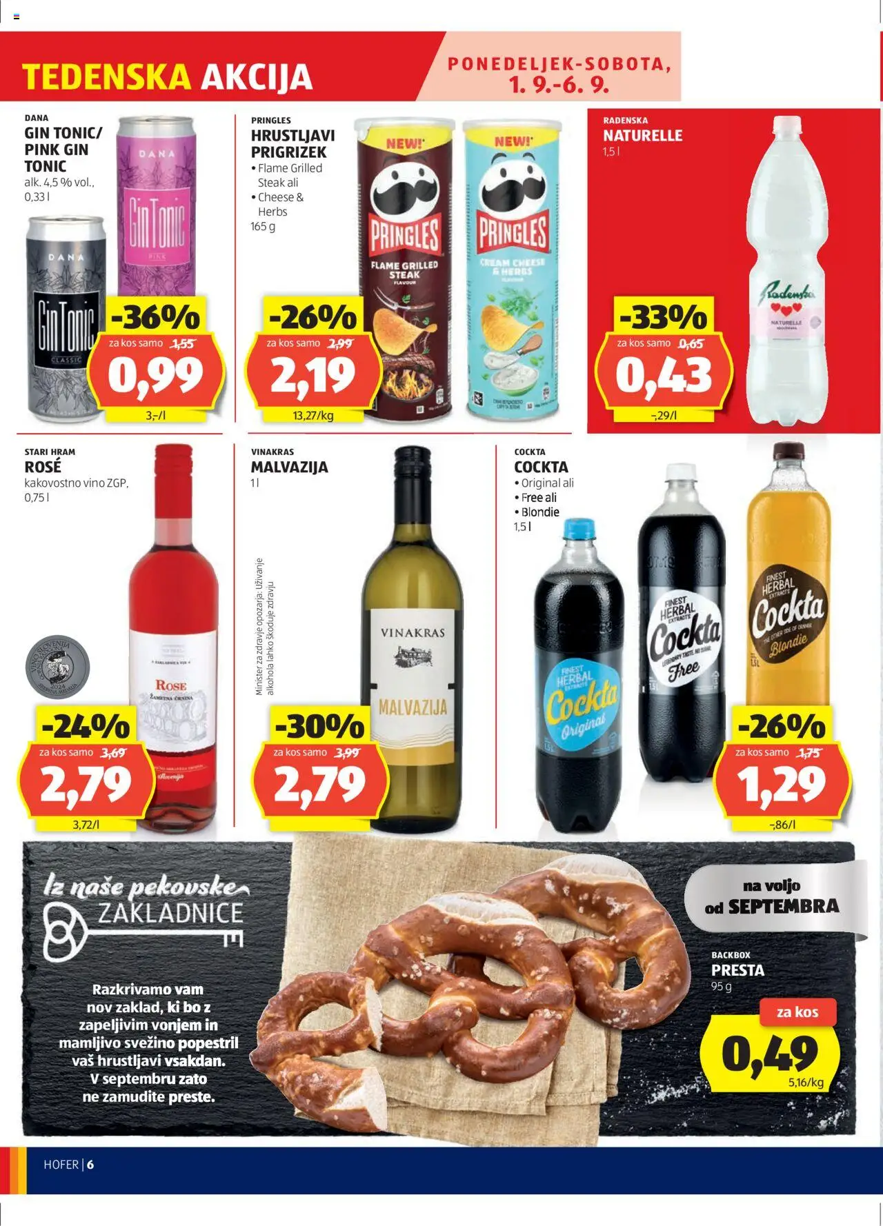 Hofer SI katalog | vrijedi od 28.08.2025 | Stranica: 6 | Proizvodi: Radenska, Gin, Vino, Tonic