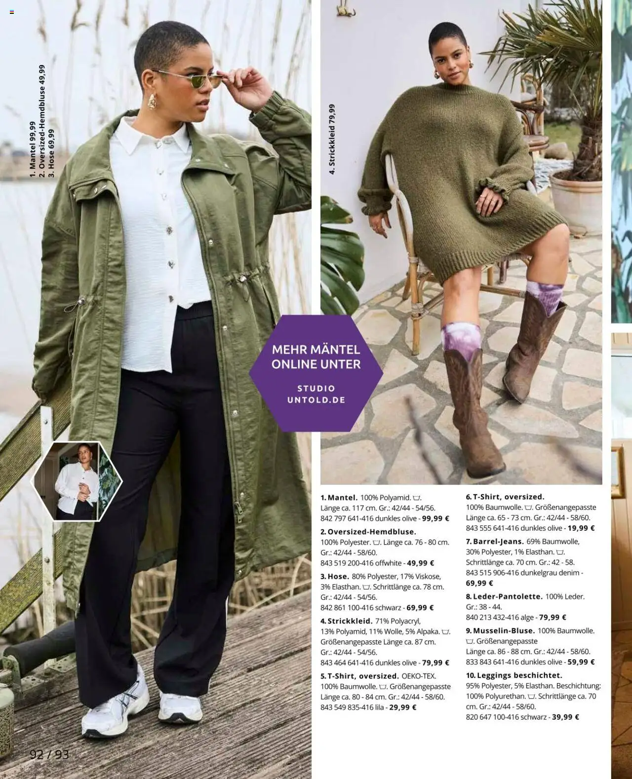 Ulla Popken Prospekt 	 - gültig ab dem 01.08.2025 | Seite: 92 | Produkte: Mantel, Hose, Leggings