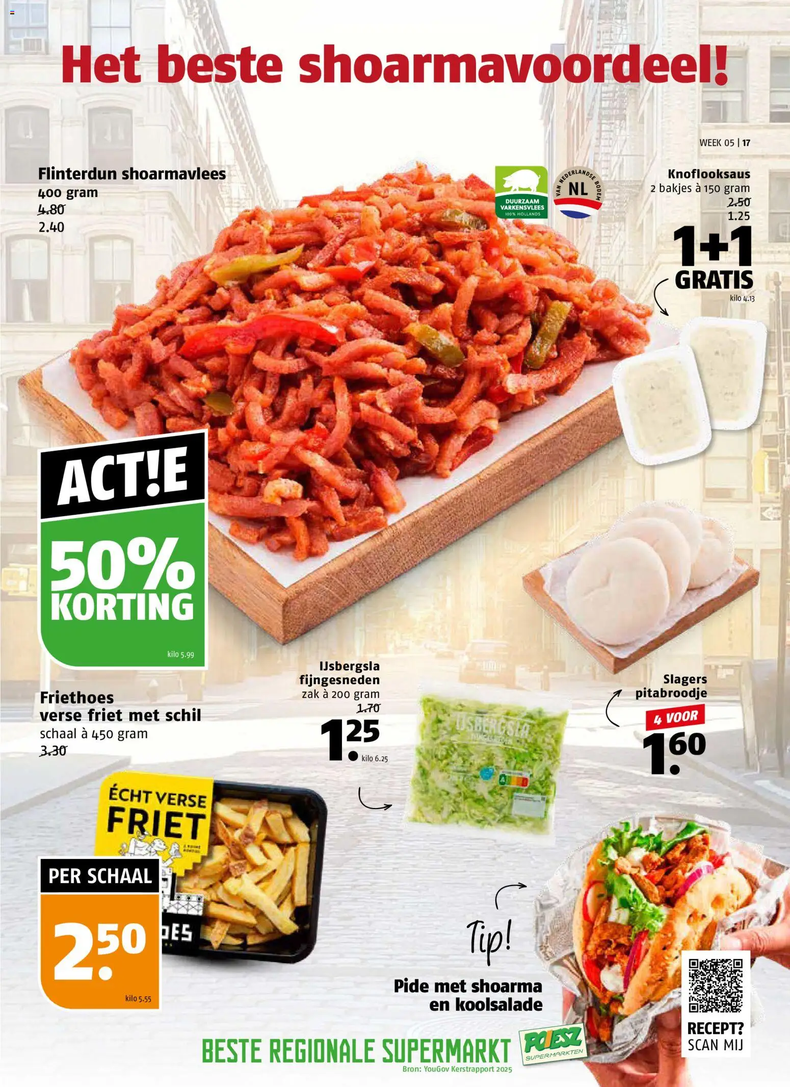 {H1} | Pagina: 17 | Producten: Varkensvlees, Schaal, Friet, Zak