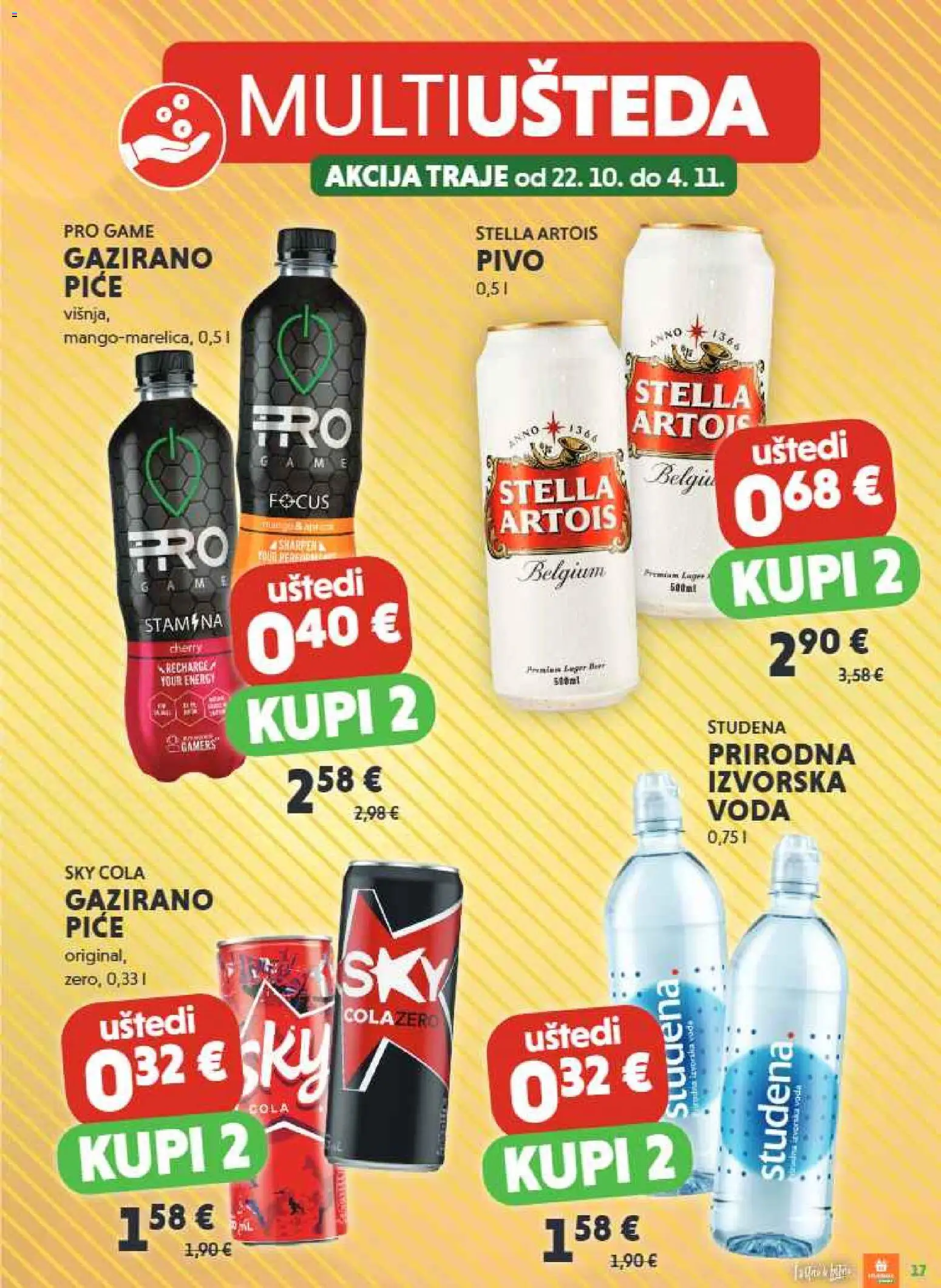 Studenac katalog | vrijedi od 22.10.2025 | Stranica: 17 | Proizvodi: Sky Cola, Pivo, Whisky, Voda