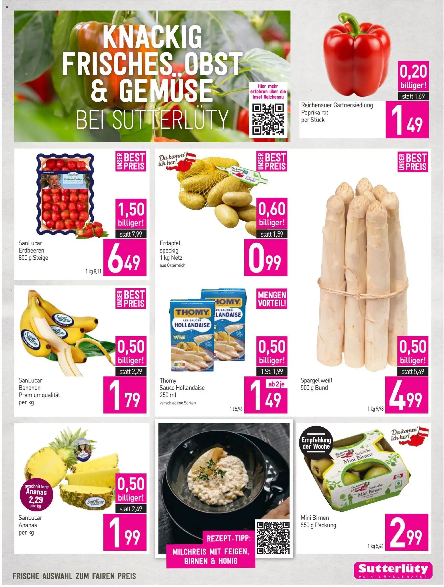 Sutterlüty Flugblatt gültig ab 02.04.2026 | Seite: 23 | Produkte: Gemüse, Obst, Bananen, Ananas