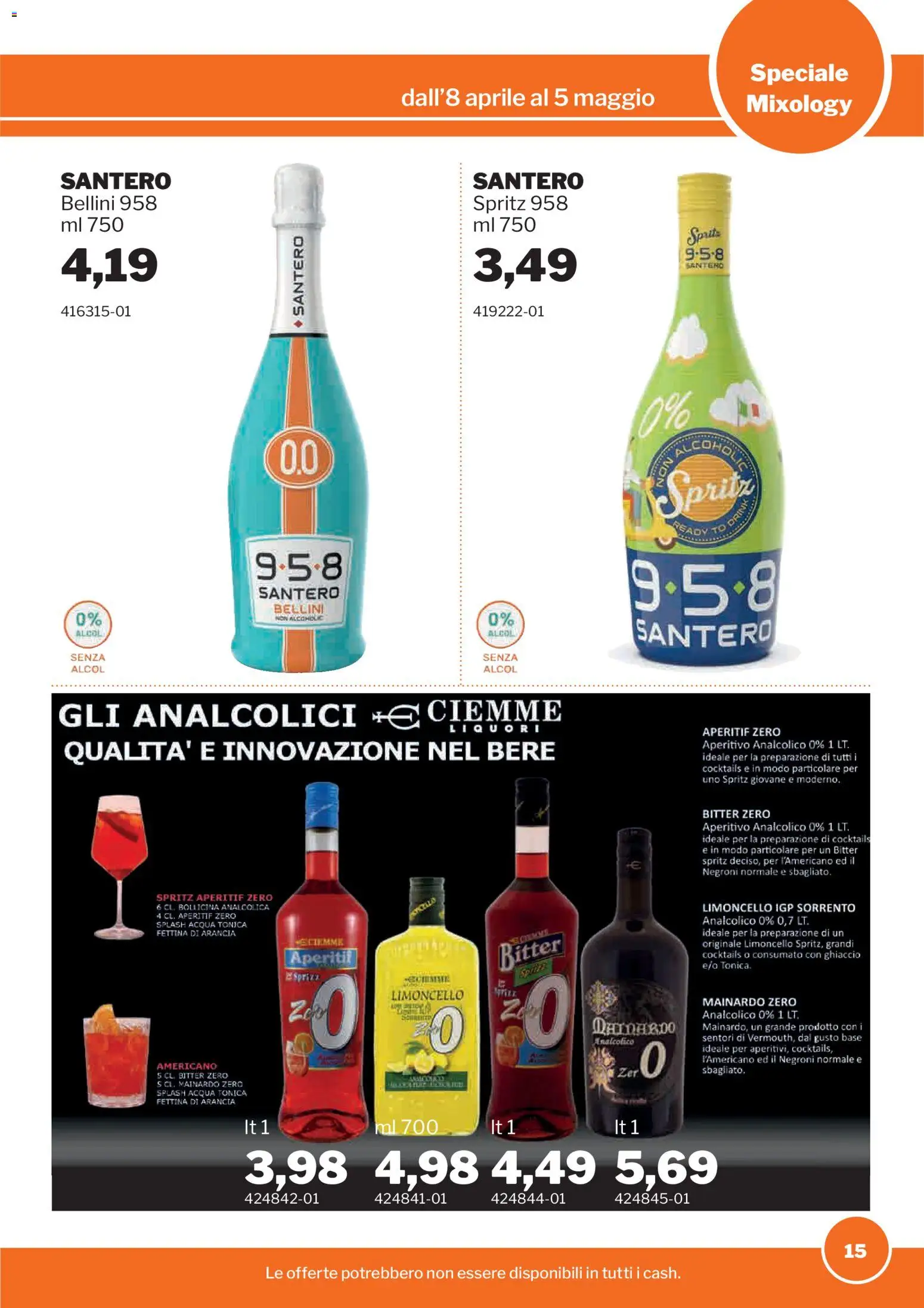 Volantino Sogegross del 08.04.2026 | Pagina: 15 | Prodotti: Acqua tonica, Acqua, Limoncello, Aperitivo
