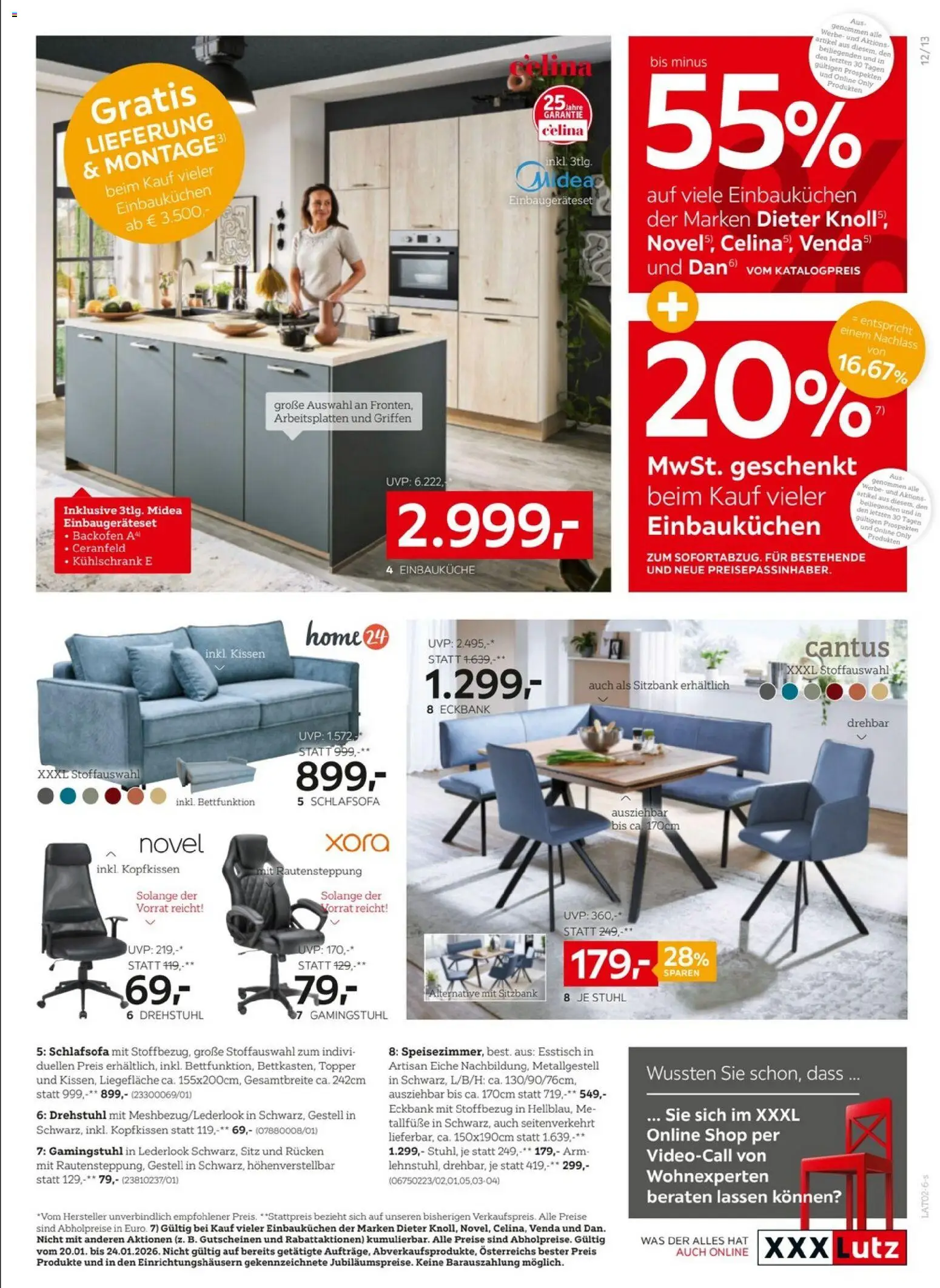 XXXLutz Heimtextilienwochen gültig ab 20.01.2026 | Seite: 13 | Produkte: Kühlschrank, Kissen, Stuhl