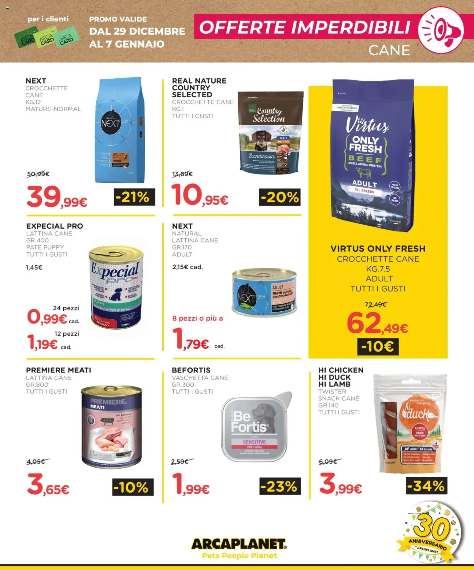 Volantino Arcaplanet del 29.12.2025 | Pagina: 3 | Prodotti: Paté, Pollo, Manzo, Prosciutto