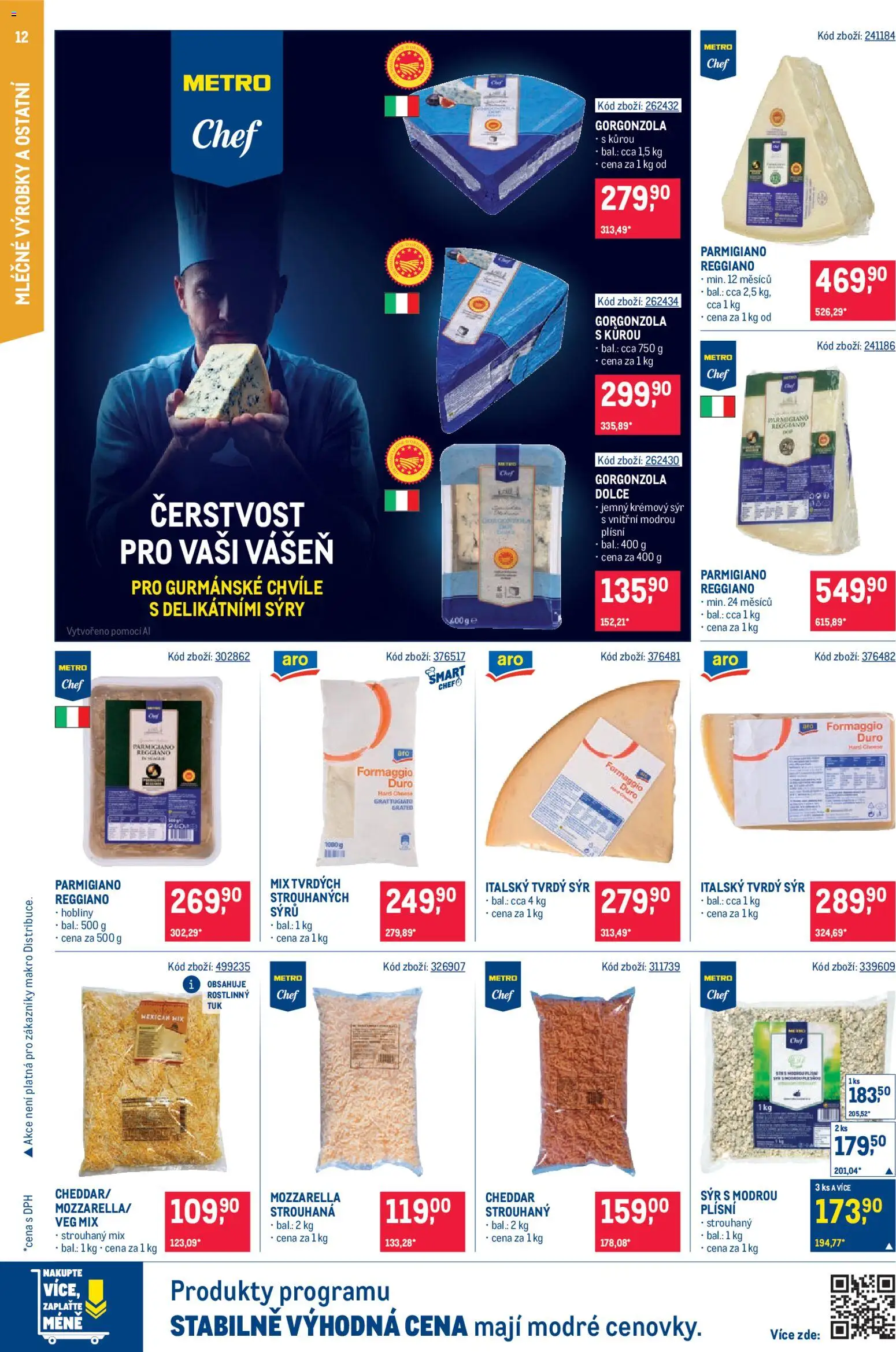 Makro leták - Gastronomie od 22.04.2026 | Strana: 12 | Produkty: Sýr, Sýry, Krémový sýr, Cheddar