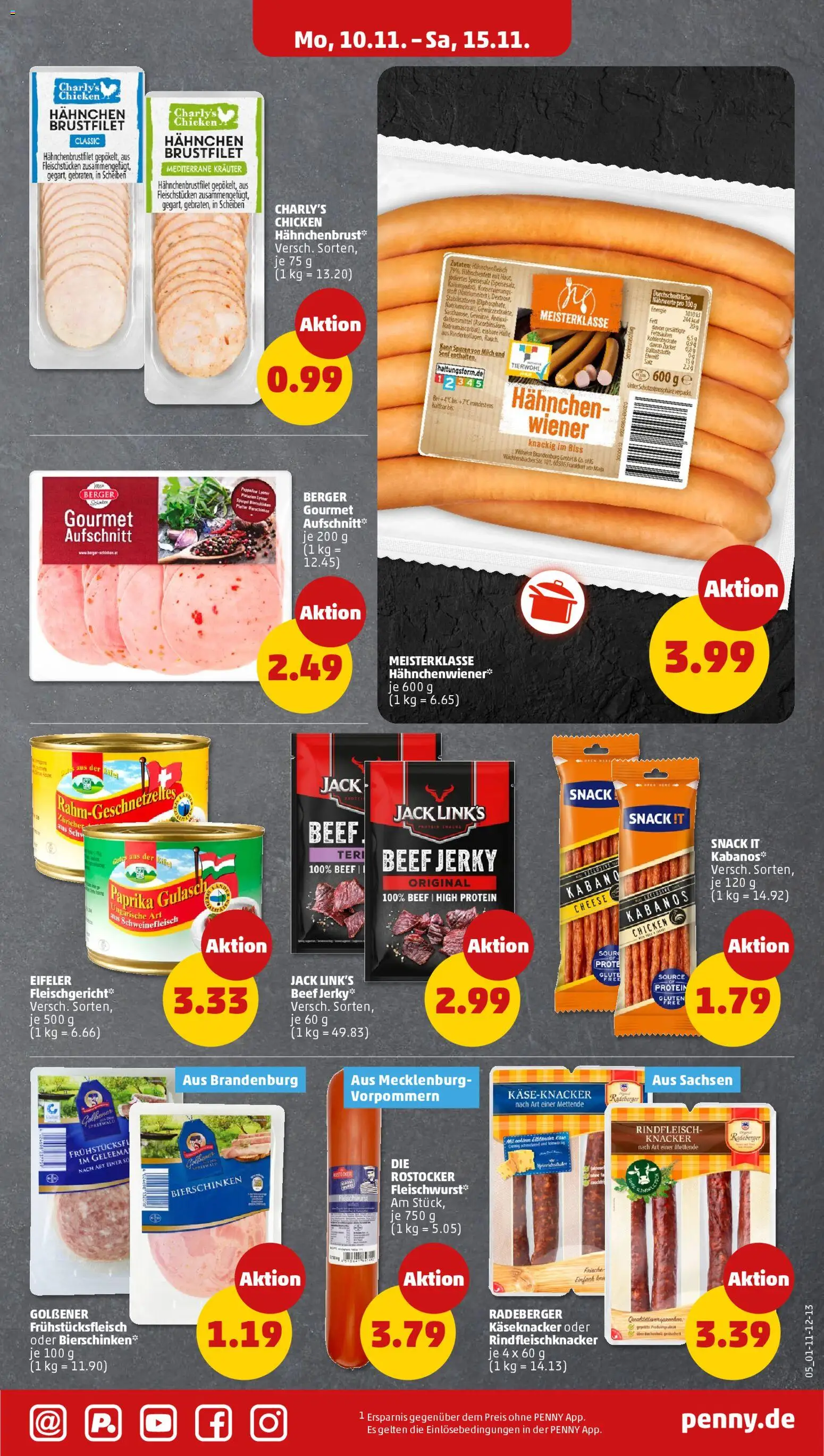 Penny Prospekt 	 – gültig ab 10.11.2025 | Seite: 5 | Produkte: Hahnchen, Milch, Gulasch, Zucker