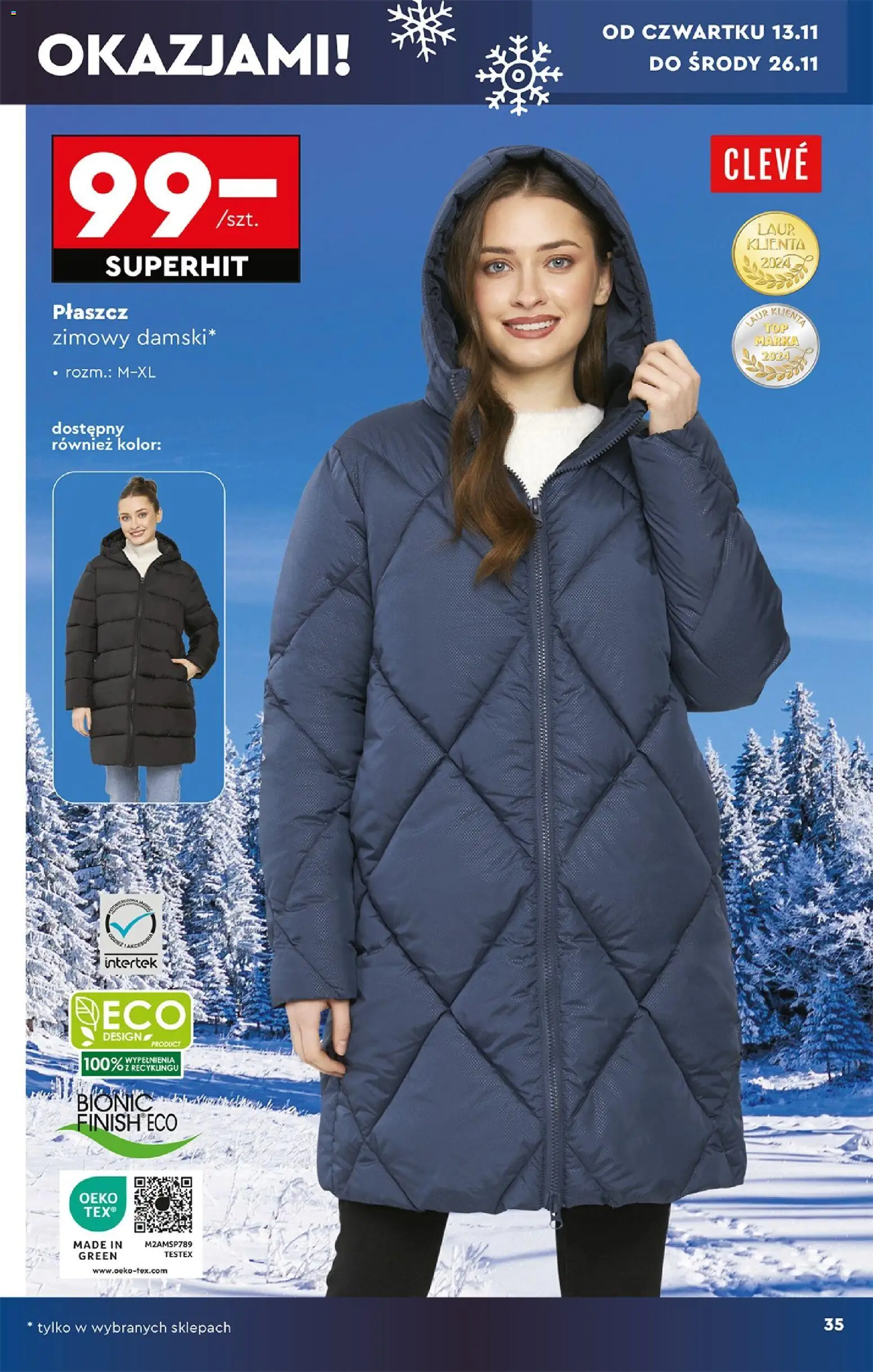 Biedronka gazetka - Hity i inspiracje od 10.11.2025 | Strona: 37 | Produkty: Płaszcz, Finish