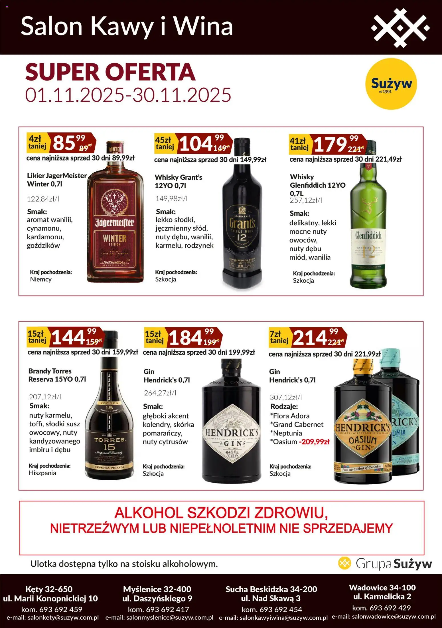 Sużyw Gazetka - Salon kawy i wina od 01.11.2025 | Strona: 4 | Produkty: Trawy, Czekolada, Alkohol, Whisky