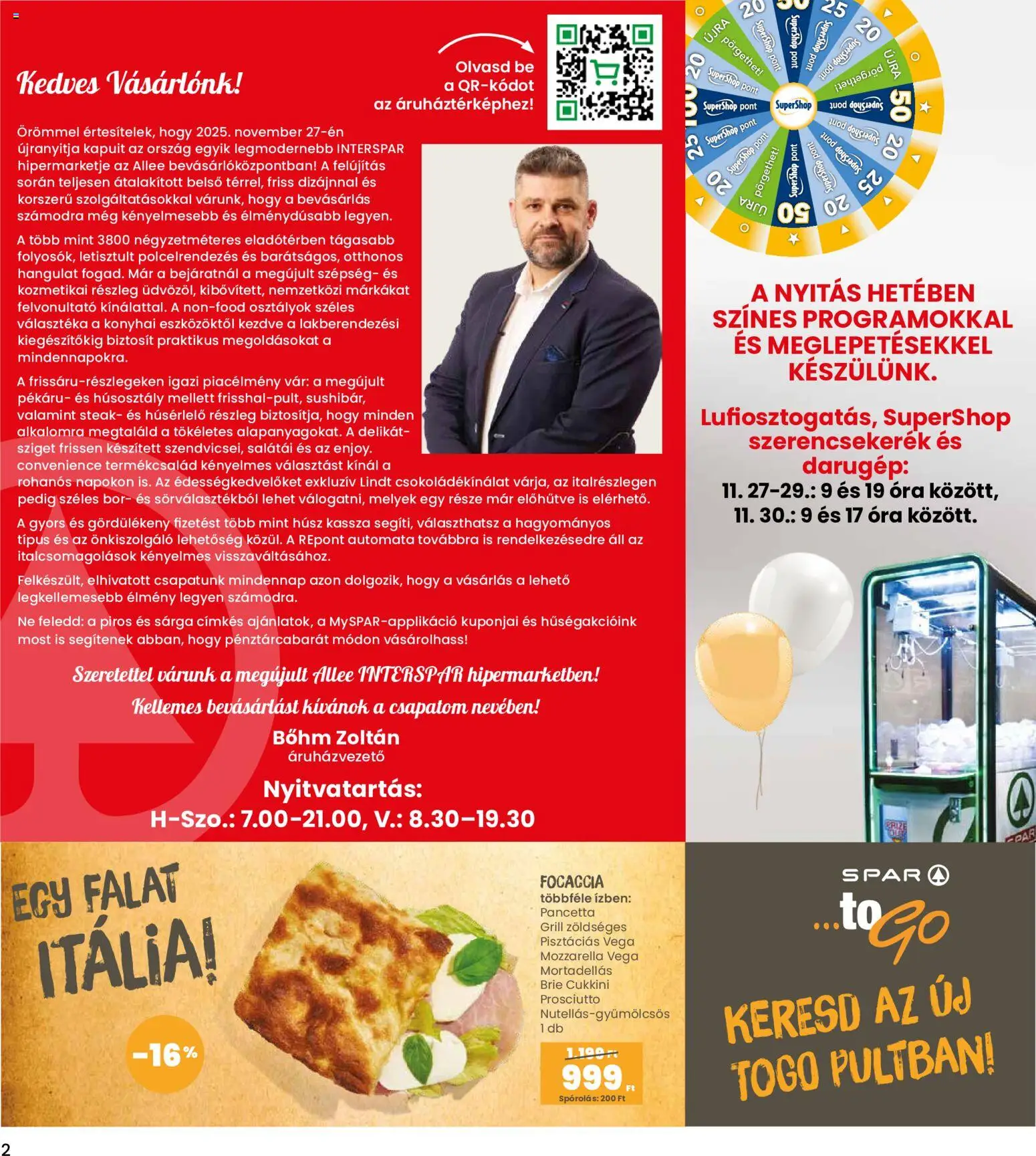 Interspar akciós ujság - amely érvényes a következő dátumtól: 27.11.2025 | Oldal: 2 | Termékek: Cukkini, Grill, Bor, Óra