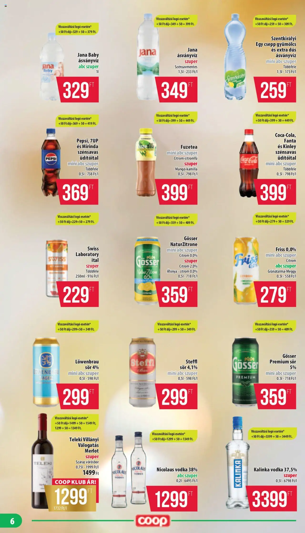 COOP akciós ujság - amely érvényes a következő dátumtól: 18.09.2025 | Oldal: 6 | Termékek: Fanta, Sör, Vörösbor, Vodka