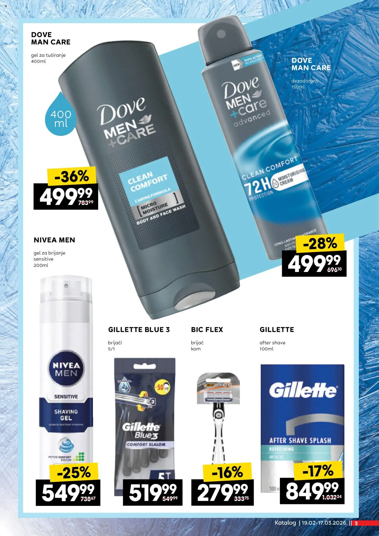 Idea katalog - važi od 19.02.2026 | Strana: 3 | Proizvode: Nivea Men, Brijač, Gel za brijanje, Dove