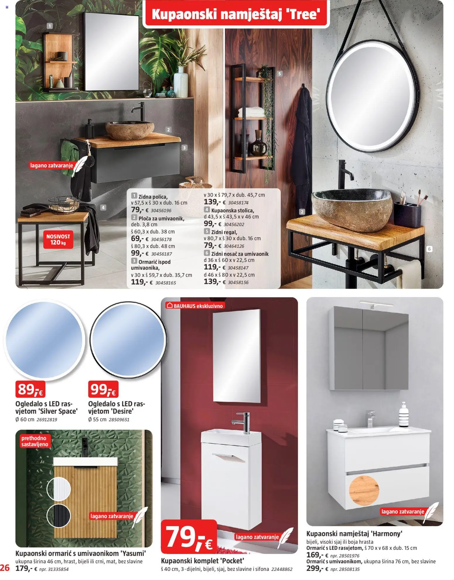 Bauhaus katalog | vrijedi od 01.01.2026 | Stranica: 26 | Proizvodi: Umivaonik, Ogledalo, Kupaonski komplet
