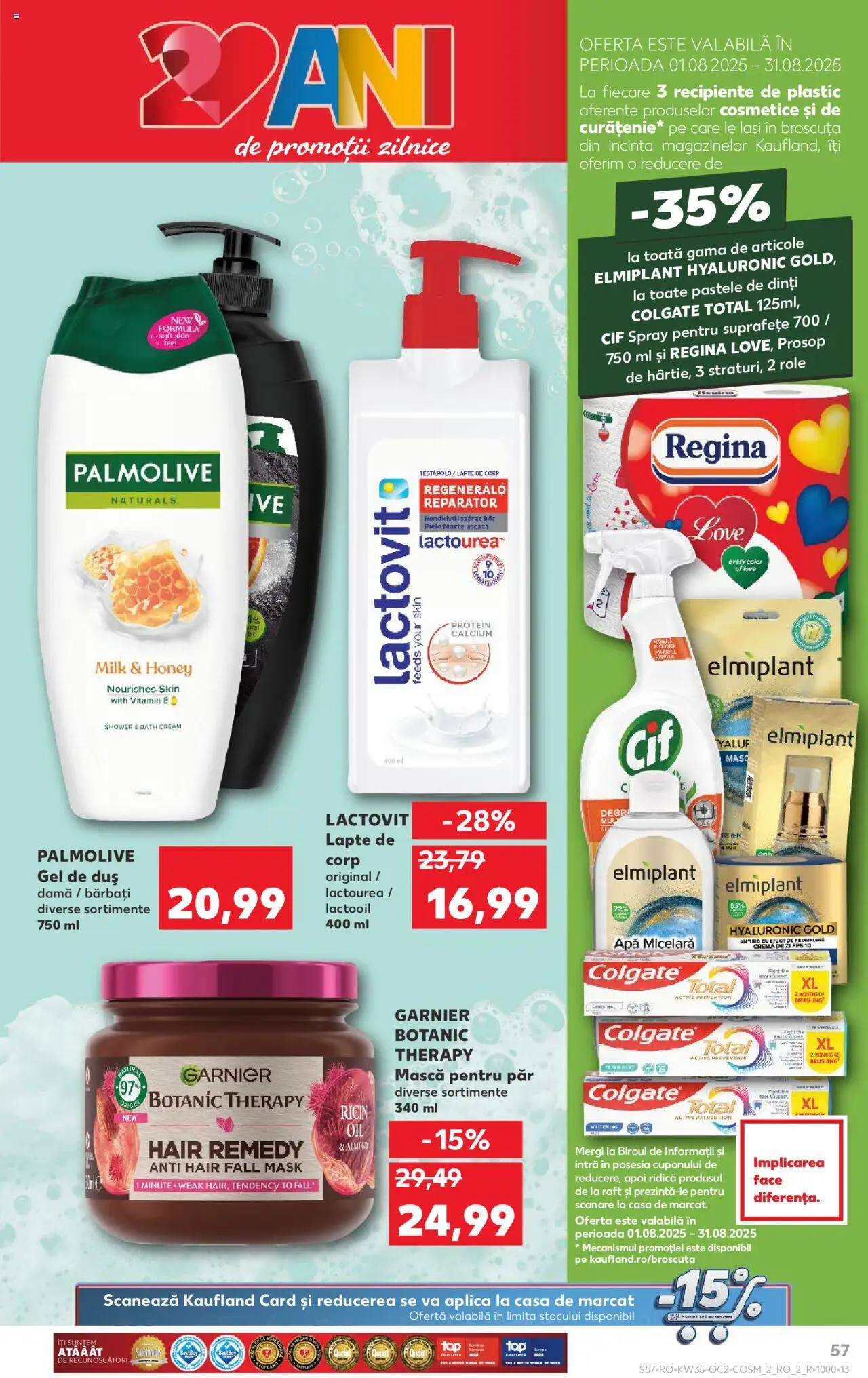 Kaufland RO akciós ujság - amely érvényes a következő dátumtól: 27.08.2025 | Oldal: 57 | Termékek: Protein, Testápoló
