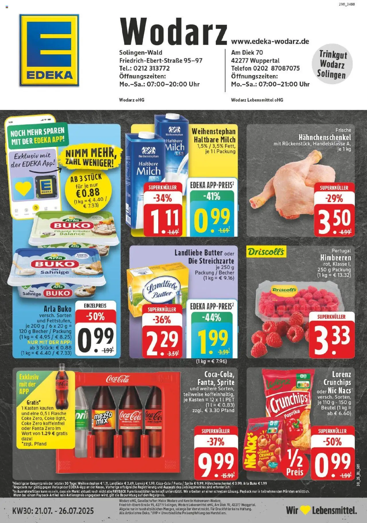 Edeka prospekt Solingen-Wald	 - gültig ab dem 20.07.2025 | Seite: 1 | Produkte: Coca cola, Fanta, Milch, Paprika