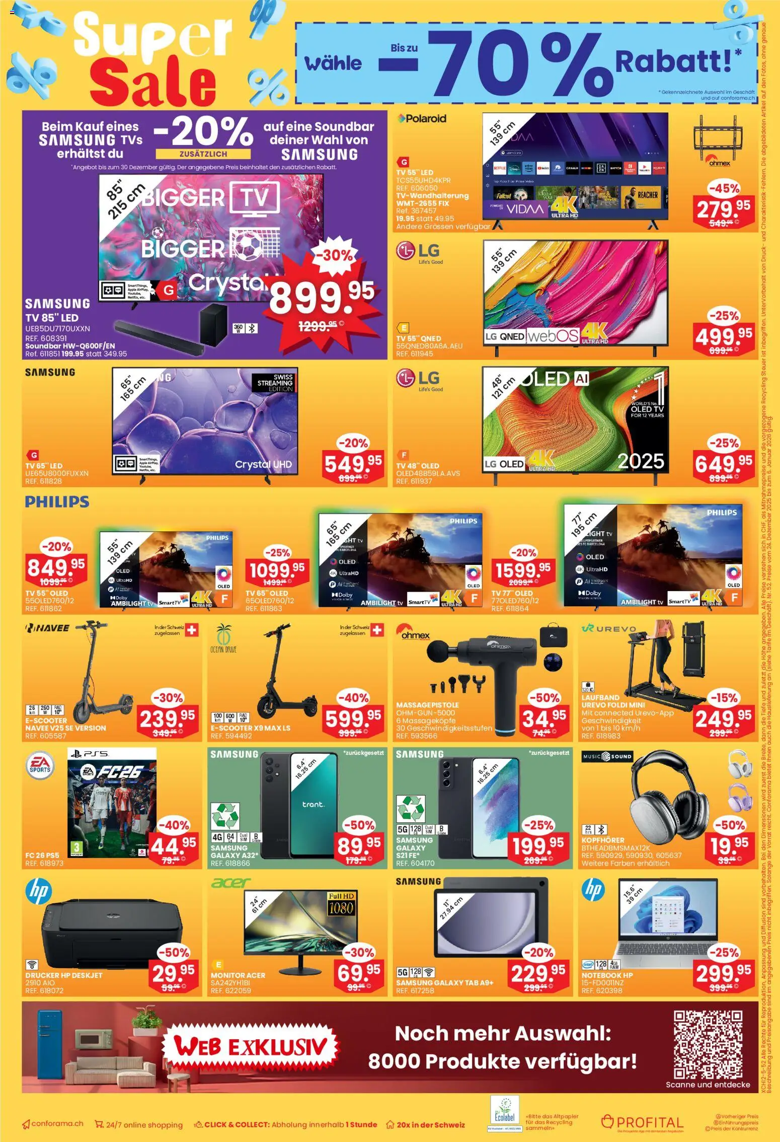 Conforama Aktionen – gültig ab 24.12.2025 | Seite: 8 | Produkte: Soundbar, Monitor, TV, HP