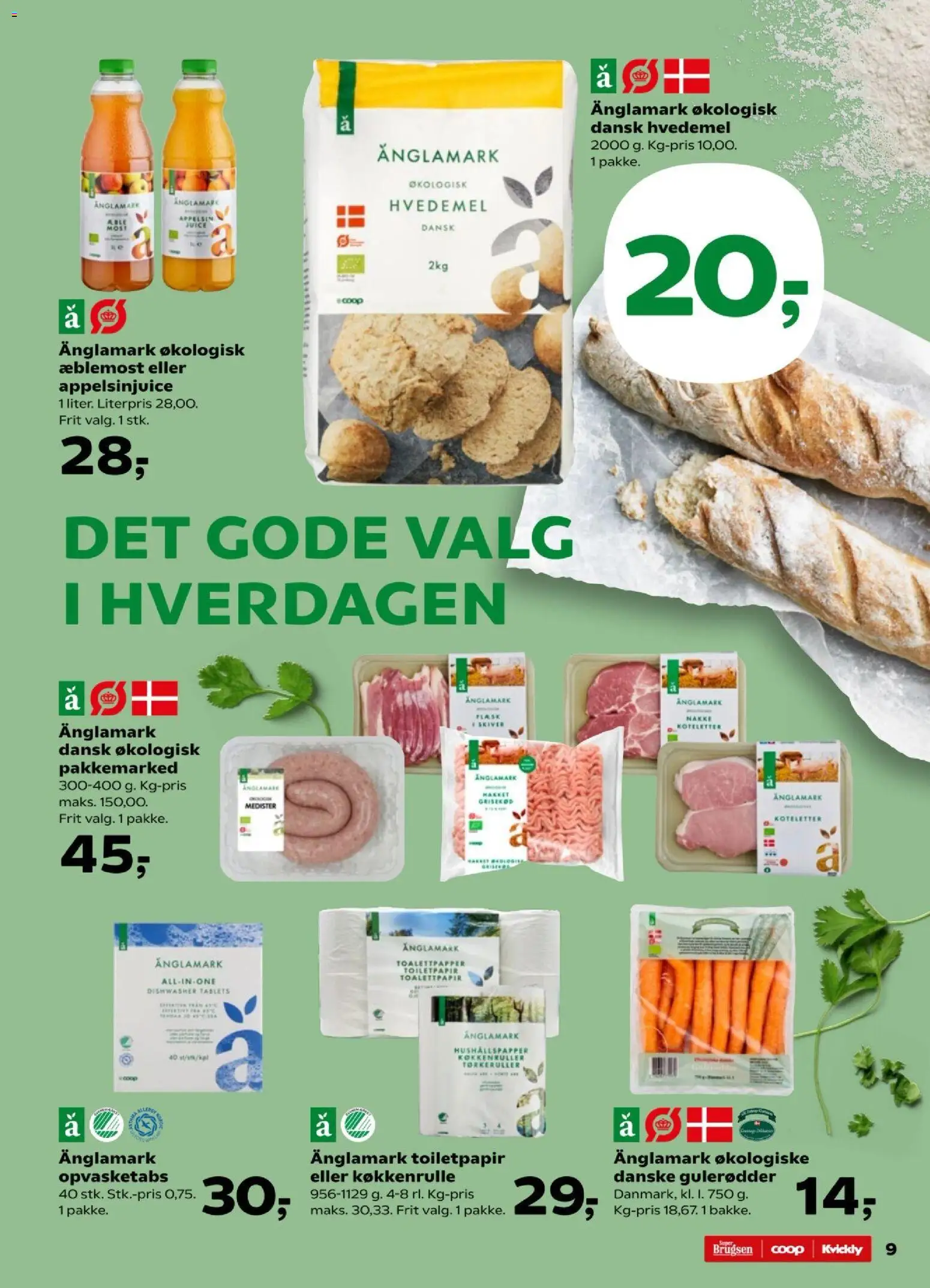 Super Brugsen tilbudsavis – gyldig fra 16.01.2026 | Side: 9 | Produkter: Koteletter, Hvedemel, Appelsinjuice, Tablets