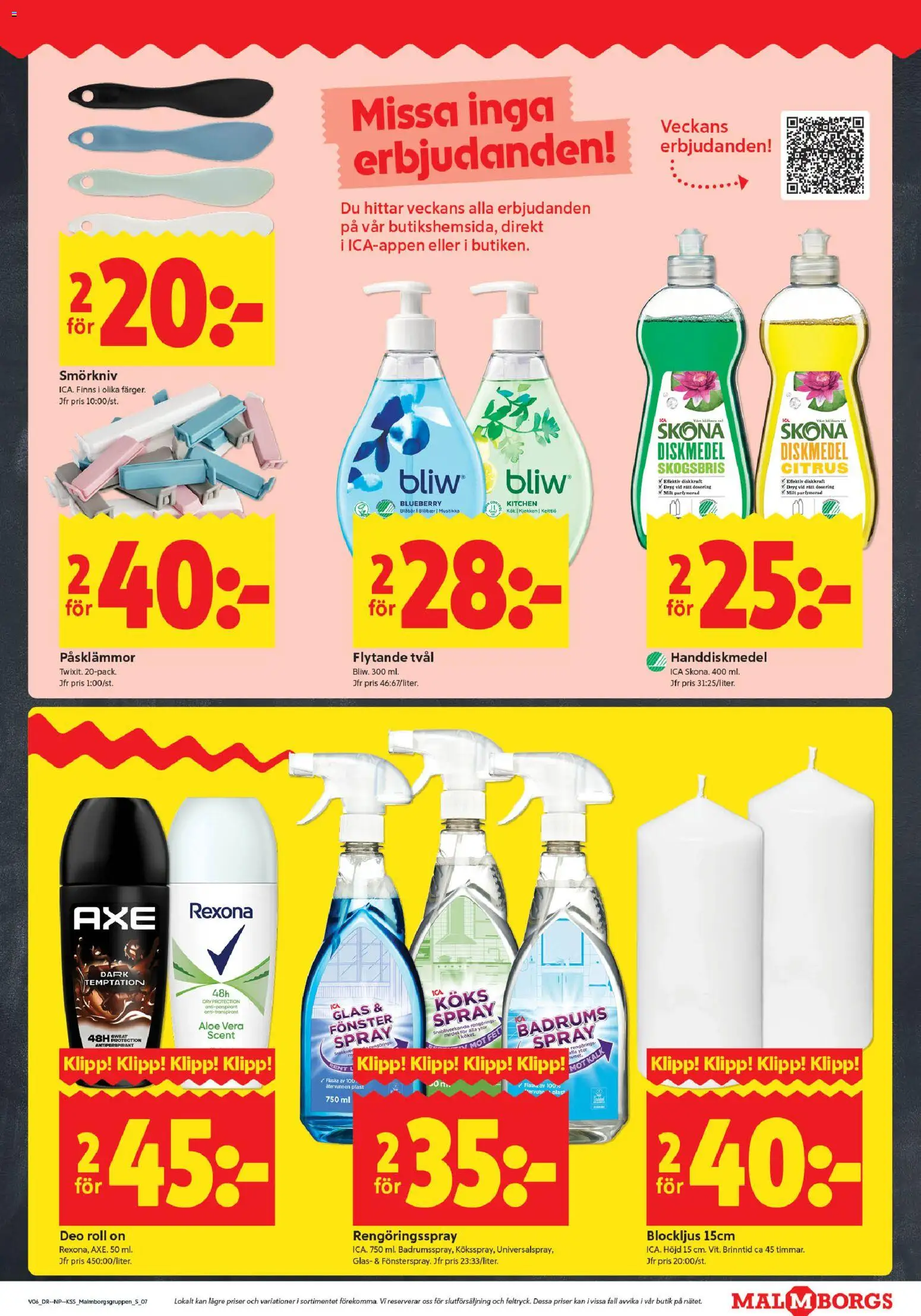 ICA Kvantum reklamblad aktuell från 02.02.2026 | Sida: 7 | Produkter: Tvål, Diskmedel, Handdiskmedel, Rengöringsspray