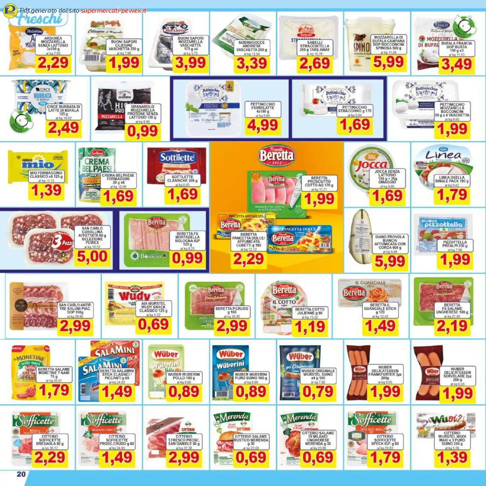 Volantino Pewex del 27.03.2026 | Pagina: 20 | Prodotti: Salame, Bresaola, Provola, Paella