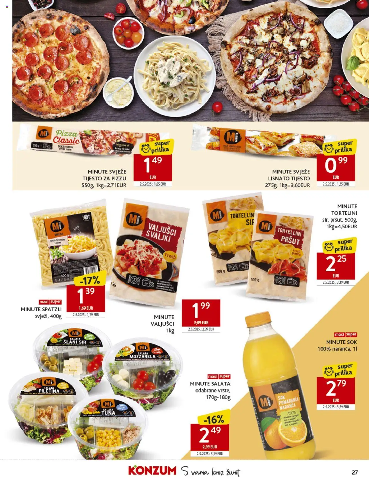 Konzum katalog | vrijedi od 10.09.2025 | Stranica: 27 | Proizvodi: Sir, Pizza, Piletina, Tuna