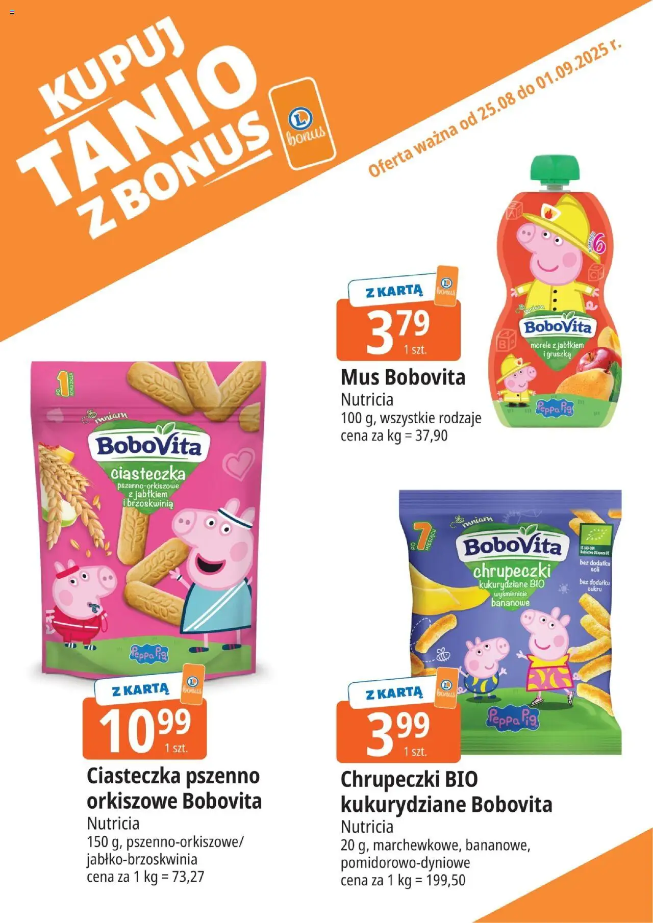 E.Leclerc Gazetka - Kupony dodatkowe od 25.08.2025 | Strona: 7 | Produkty: Karta, Gruszka, Morele, Ciasteczka