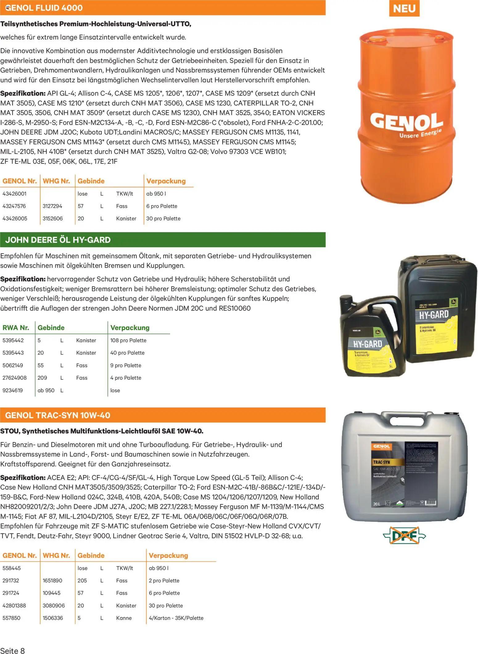 Lagerhaus Genol - Produkt- übersicht gültig ab 03.12.2025 | Seite: 8 | Produkte: Öl