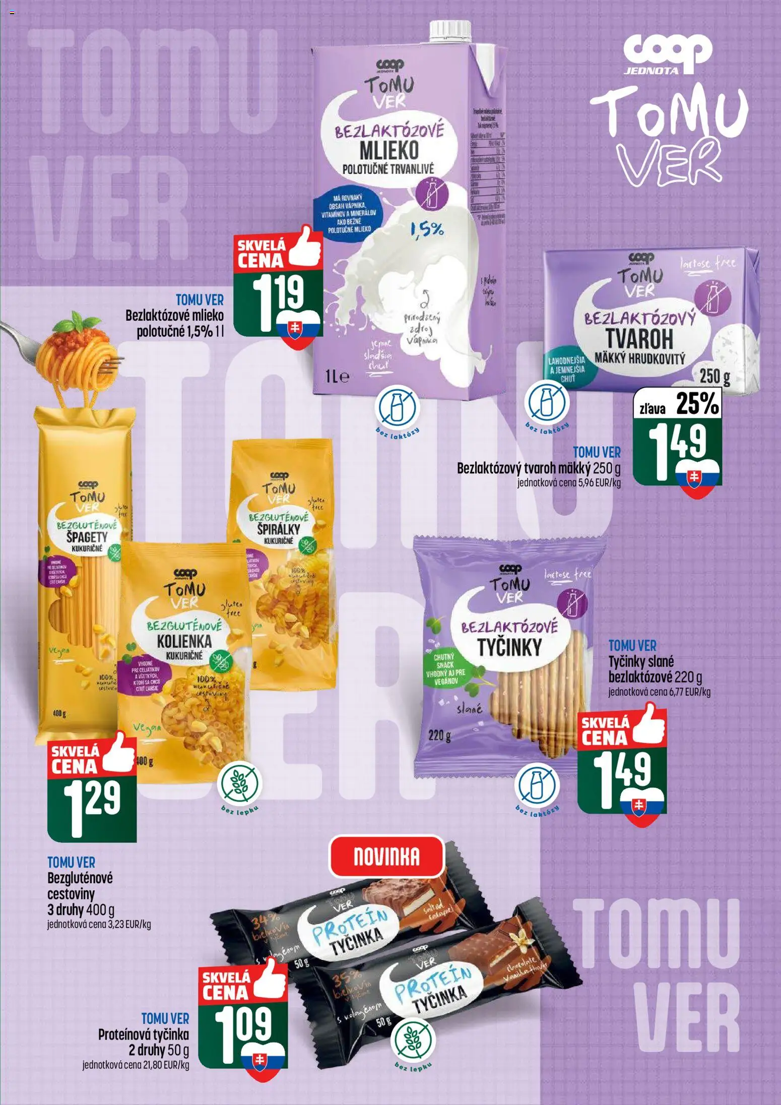 Nové COOP Jednota akcie – leták je platný od 12.02.2026 | Strana: 29 | Produkty: Mlieko, Cestoviny, Protein, Tvaroh