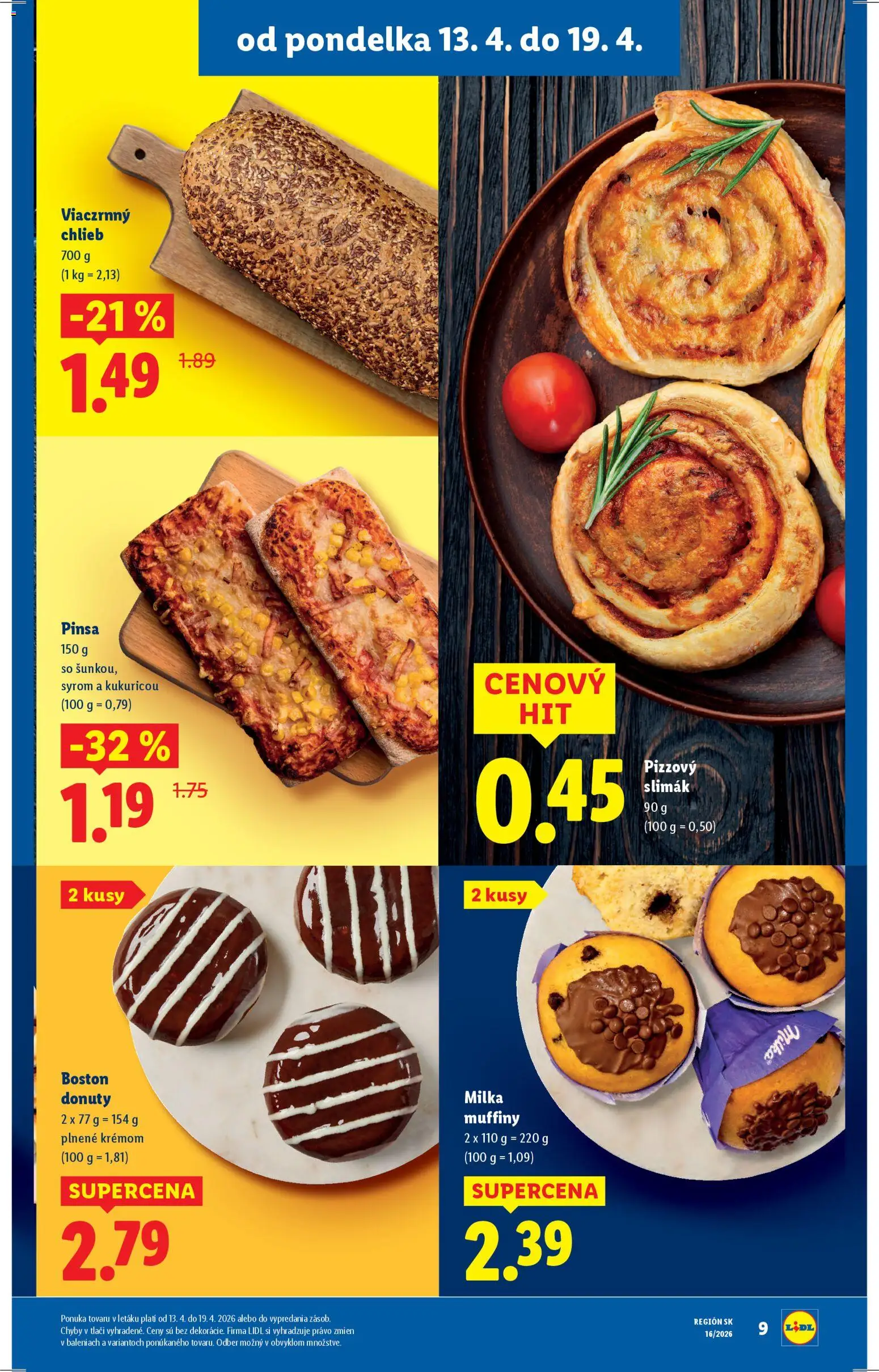 Nové Lidl akcie – leták je platný od 13.04.2026 | Strana: 9 | Produkty: Chlieb, Milka