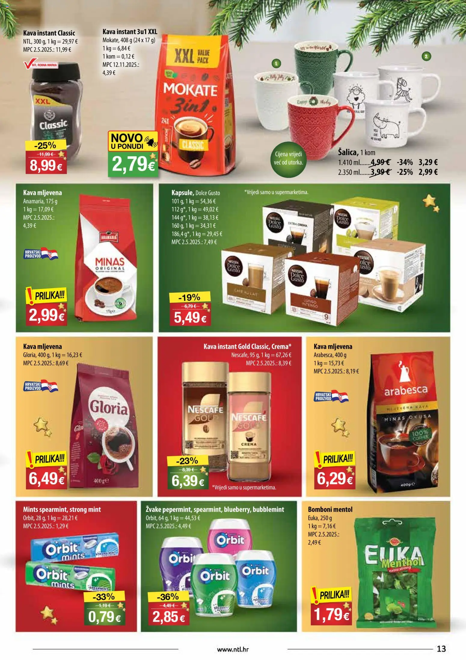 NTL katalog | vrijedi od 17.12.2025 | Stranica: 13 | Proizvodi: Kava instant, Dolce Gusto, Arabesca, Bomboni
