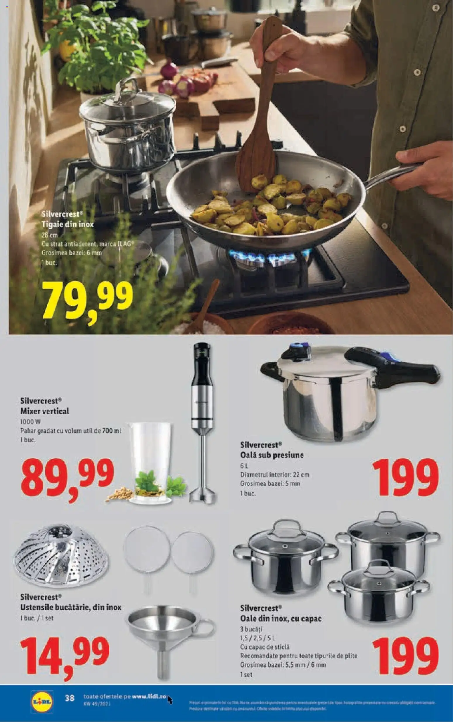 Noul catalog Lidl – valabil de la 01.12.2025 | Pagină: 38 | Produse: Tigaie, Set oale, Oală, Mixer