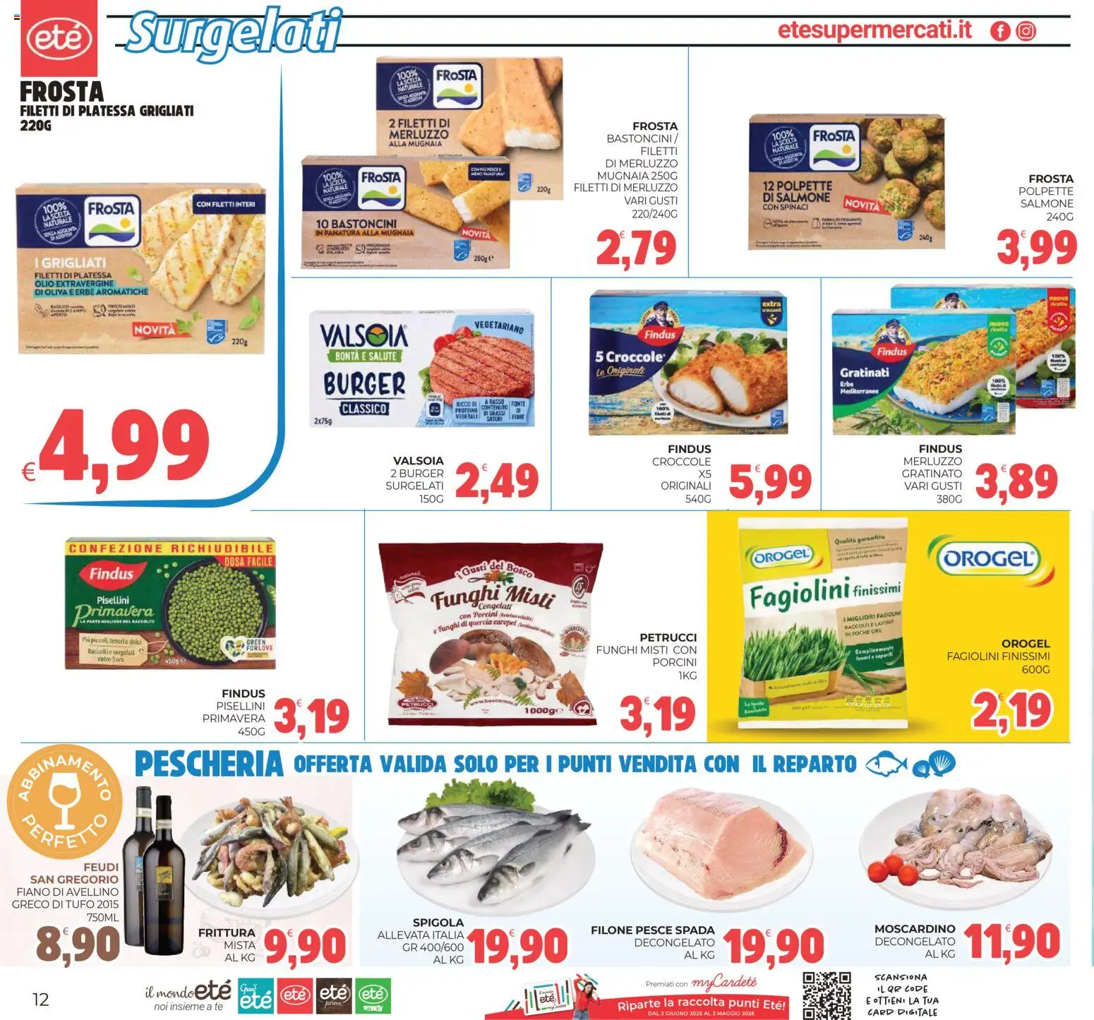 Volantino Eté del 16.01.2026 | Pagina: 12 | Prodotti: Pesce, Spinaci, Spigola, Fagiolini