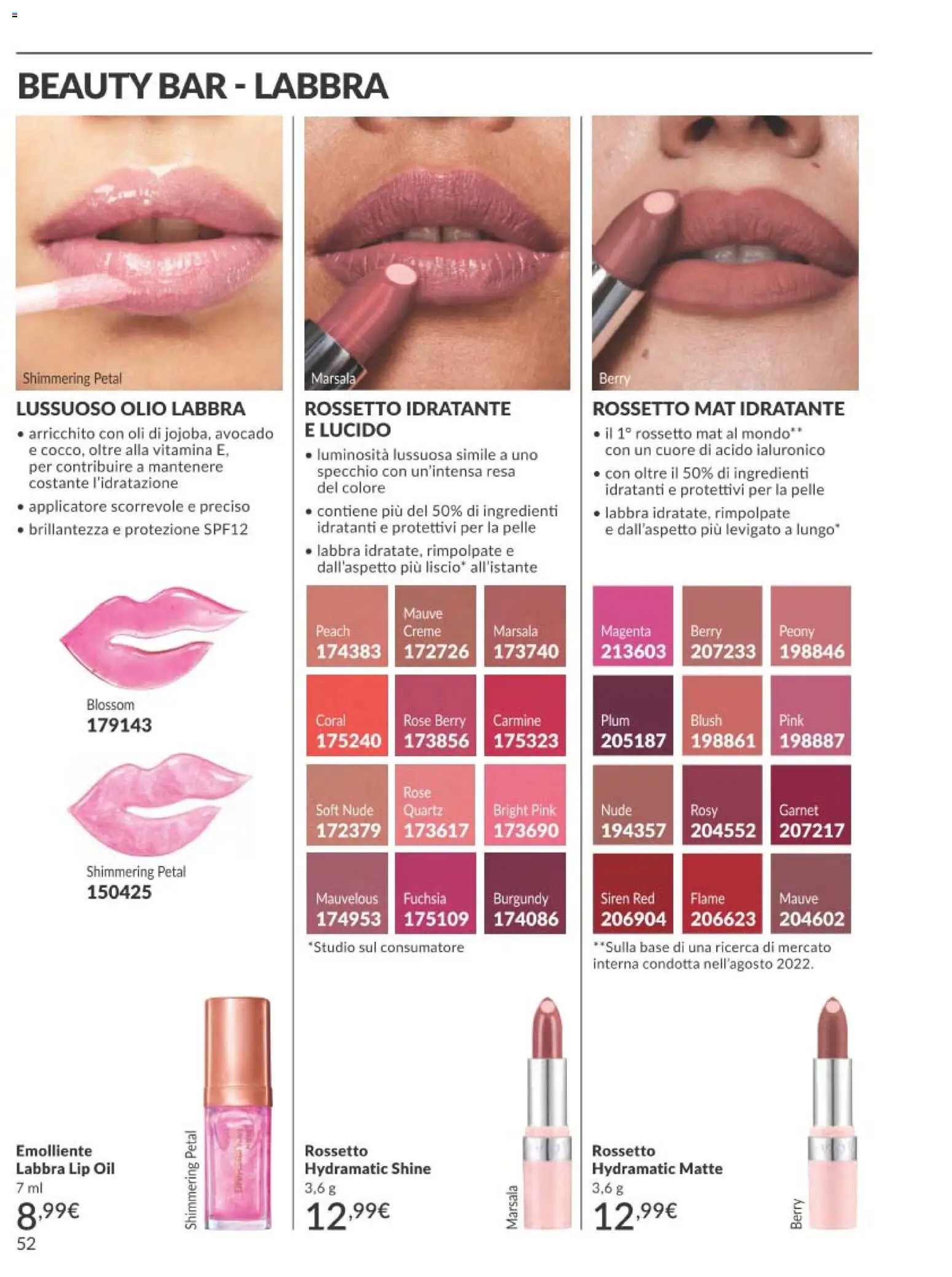 Volantino Avon del 01.02.2026 | Pagina: 52 | Prodotti: Rossetto, Avocado, Olio, Specchio