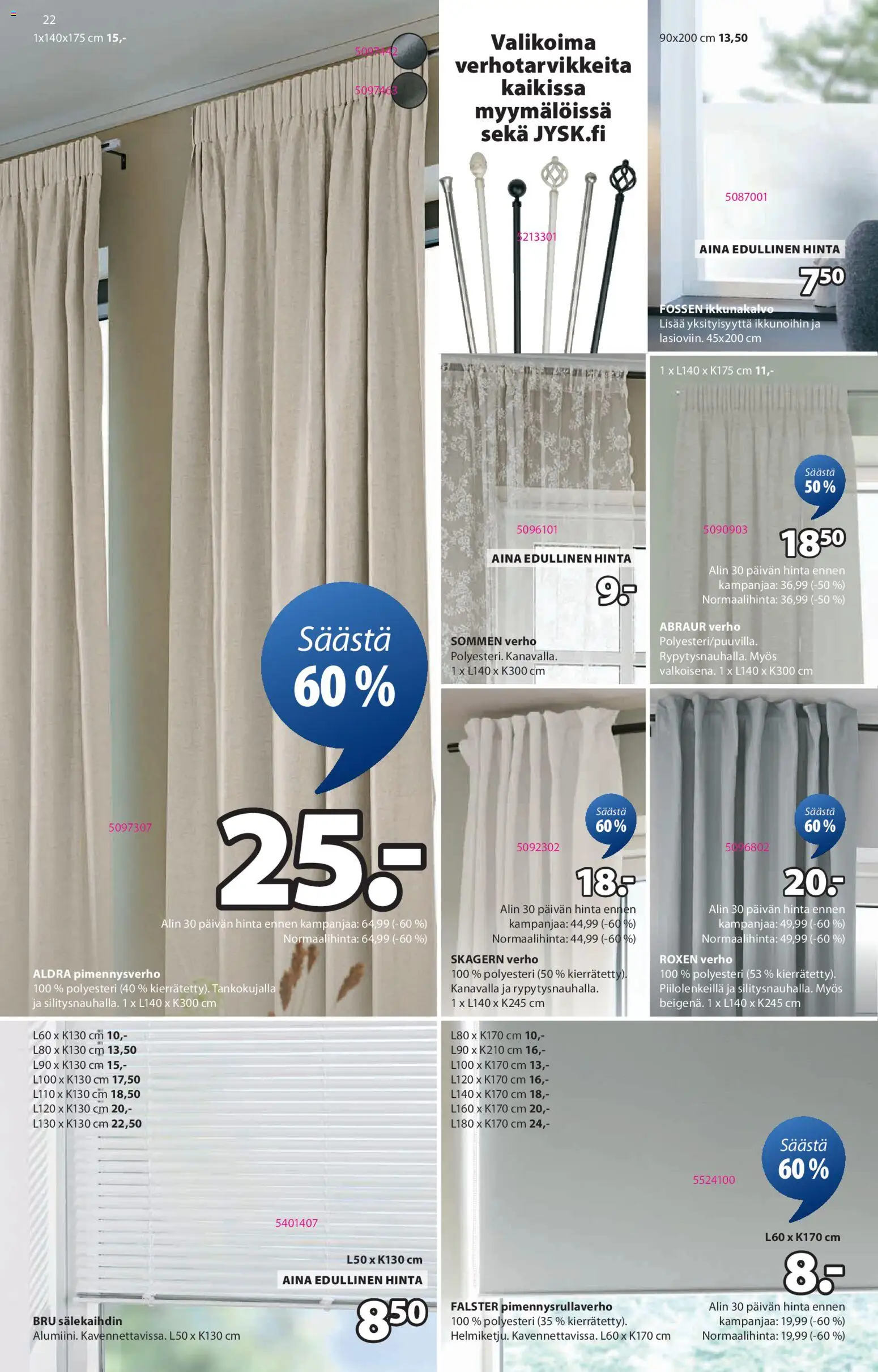 JYSK tarjoukset – voimassa 12.03.2026 alkaen | Sivu: 22 | Tuotteet: Verho