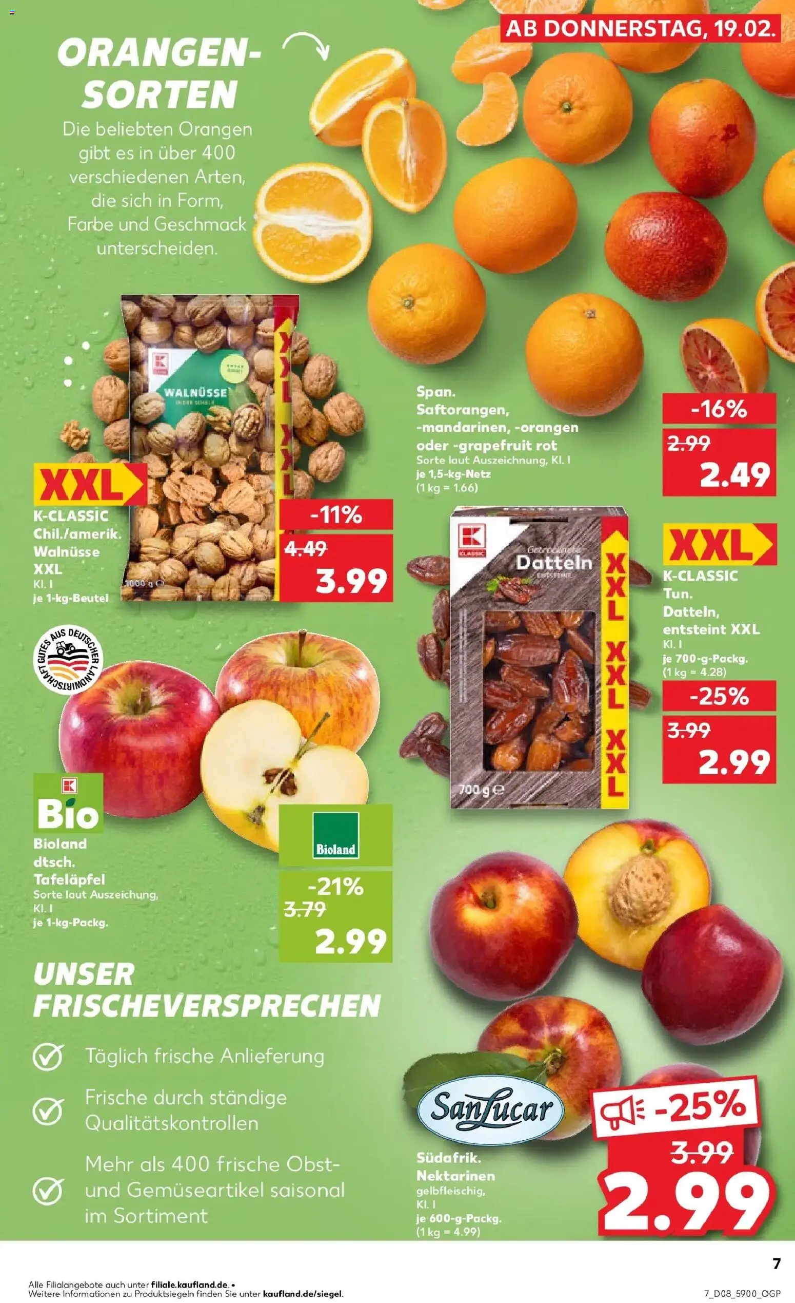 Kaufland prospekt Bitterfeld-Wolfen	 – gültig ab 22.02.2026 | Seite: 7 | Produkte: Walnüsse, Nektarinen, Orangen, Obst