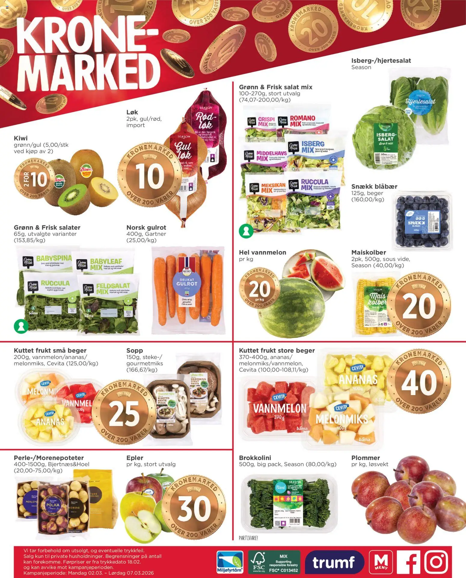 {H1} | Side: 8 | Produkter: Gulrot, Salat, Plommer, Sopp