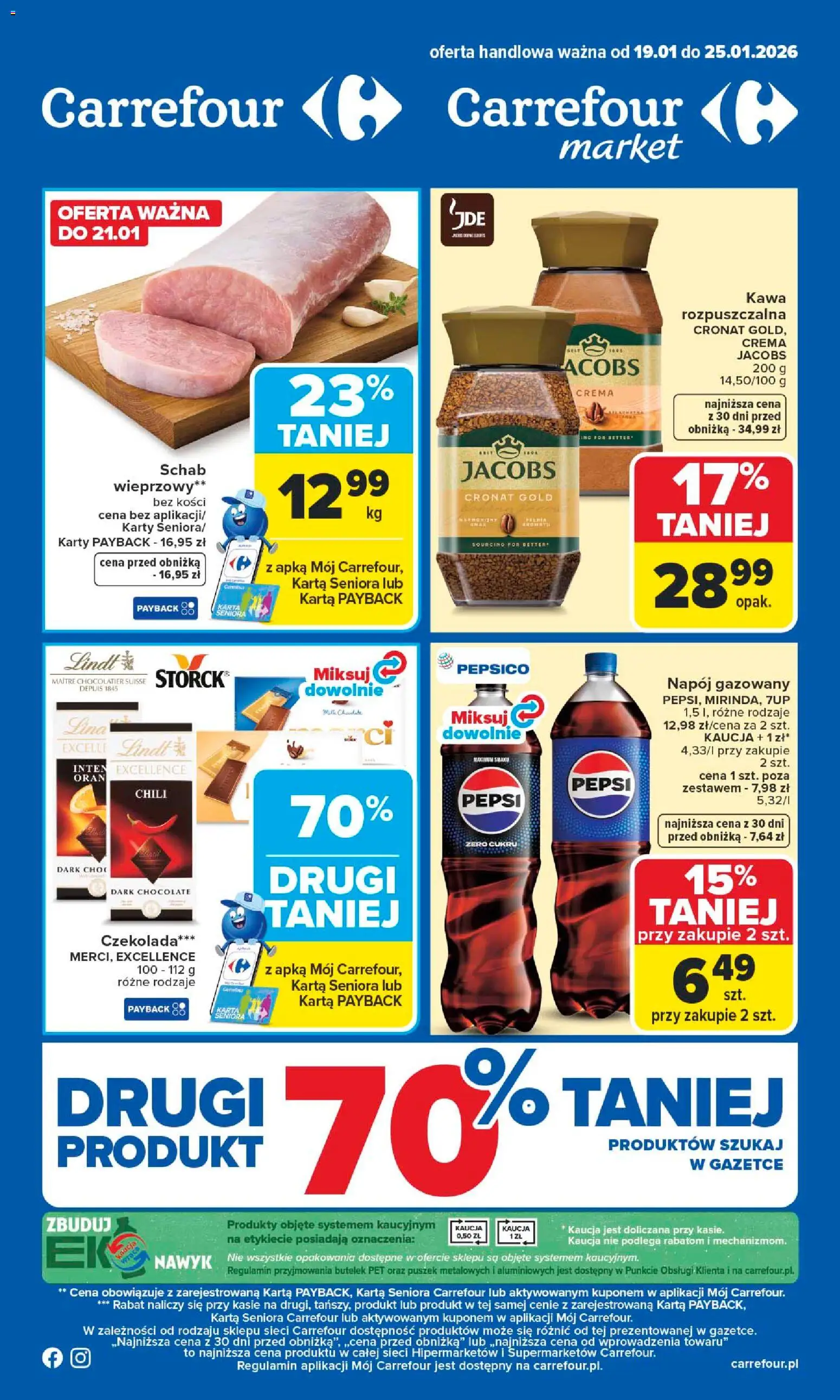 Carrefour Gazetka od 19.01.2026 | Strona: 1 | Produkty: Chili, Karta, Schab, Kawa