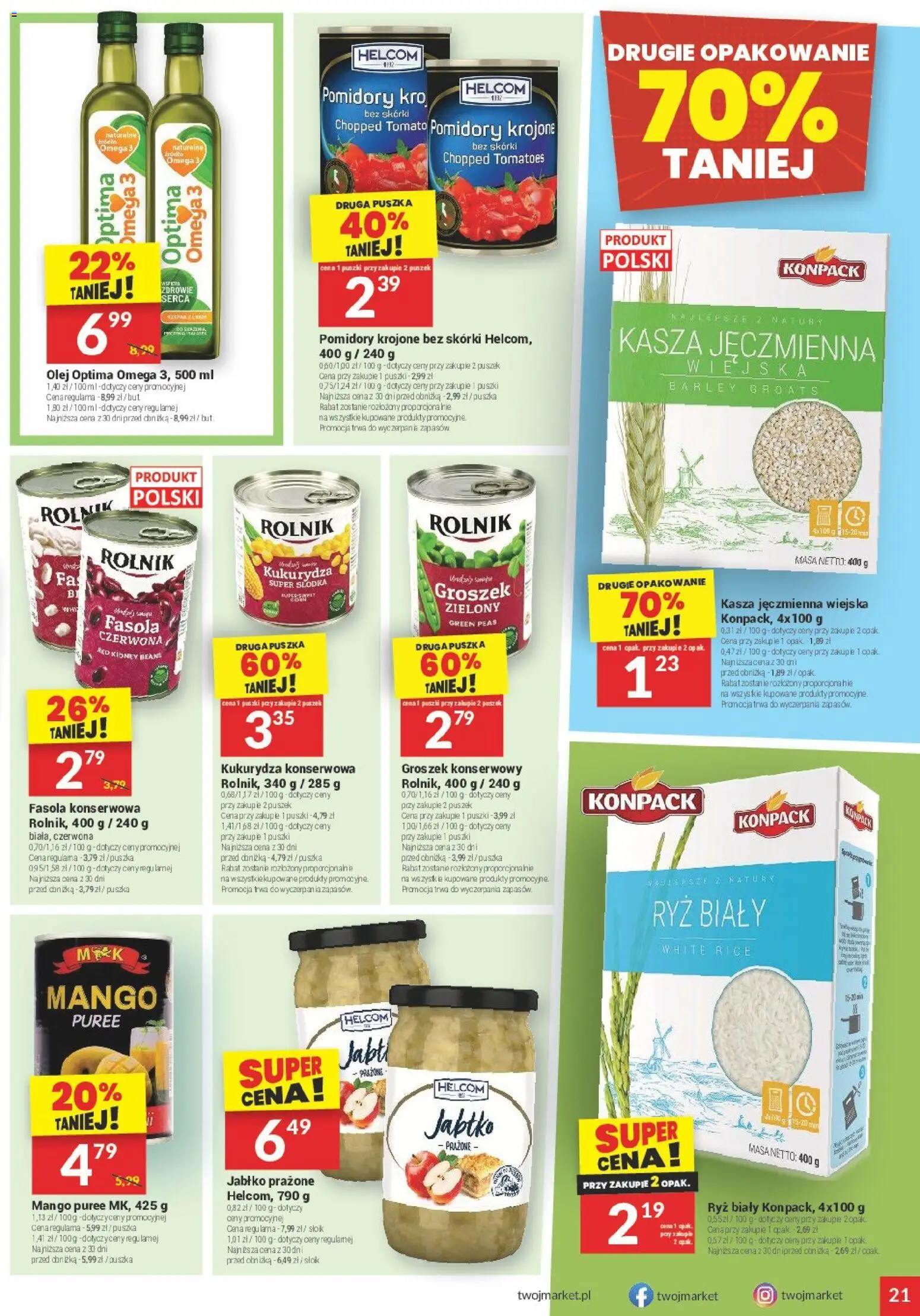 Twój Market gazetka od 15.04.2026 | Strona: 21 | Produkty: Groszek, Kasza jęczmienna, Kukurydza, Ryż