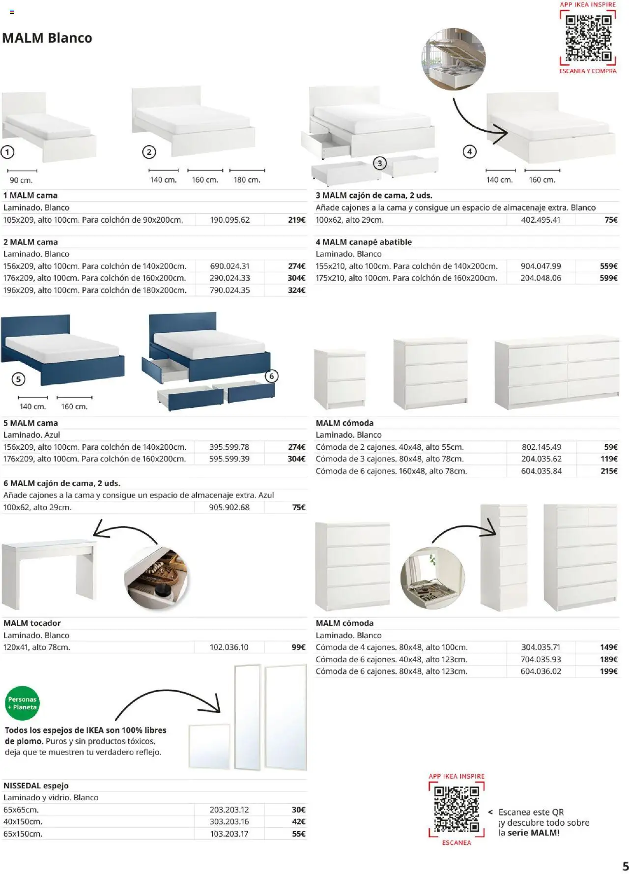 Catálogo IKEA Muebles para el dormitorio │ válido desde el 04.02.2025 | Página: 5 | Productos: Té, Colchon, Cama, Almacenaje