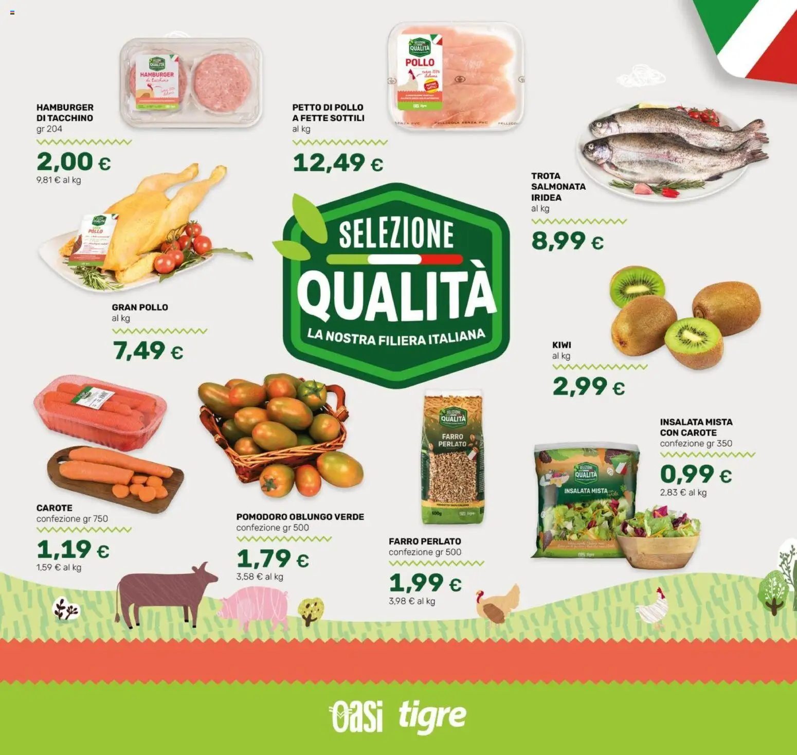 Volantino Oasi del 22.04.2026 | Pagina: 2 | Prodotti: Pollo, Trota, Tacchino, Pomodoro