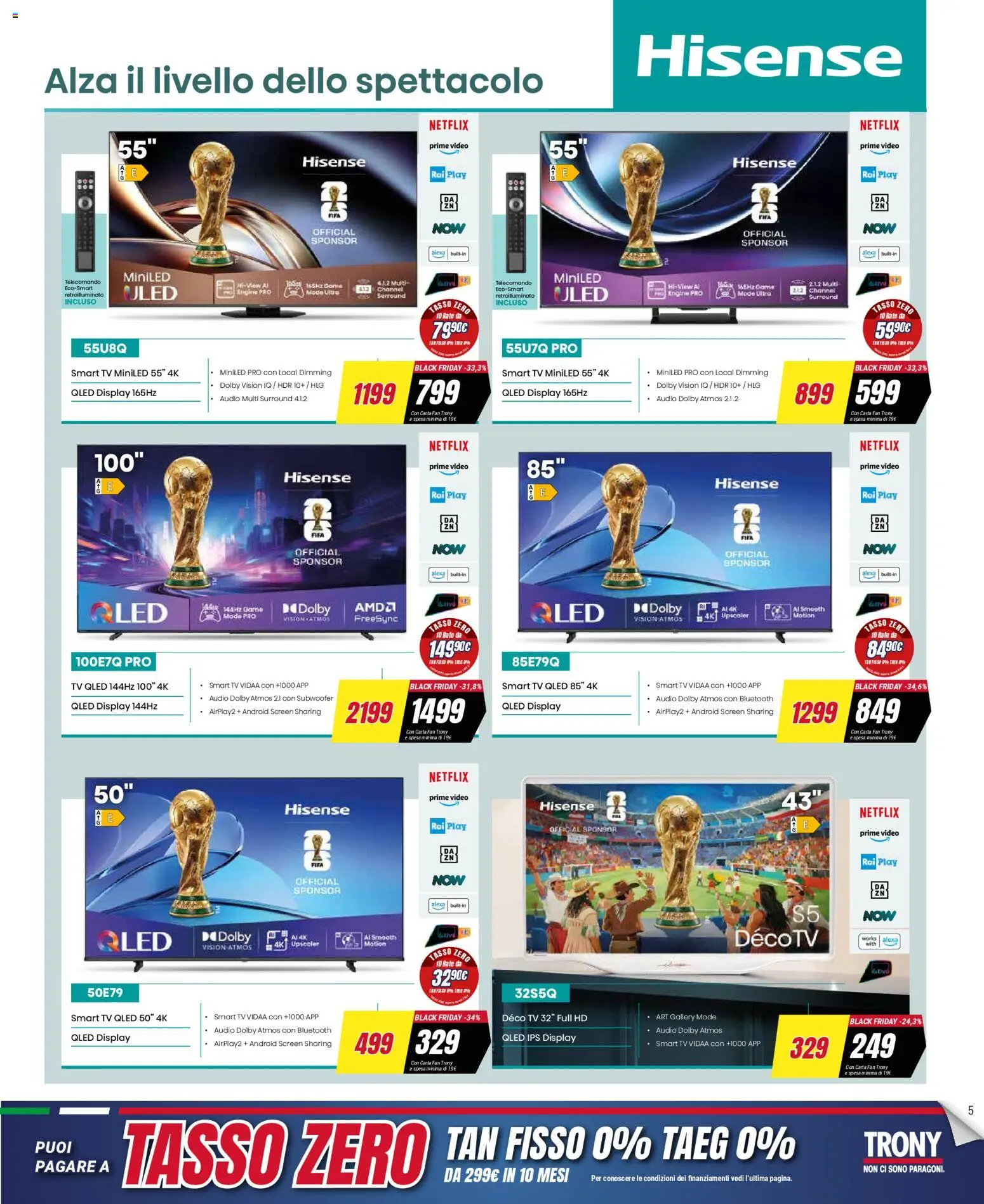 Volantino Trony volantino Sardegna del 19.03.2026 | Pagina: 5 | Prodotti: smart TV, TV, Video, Fan